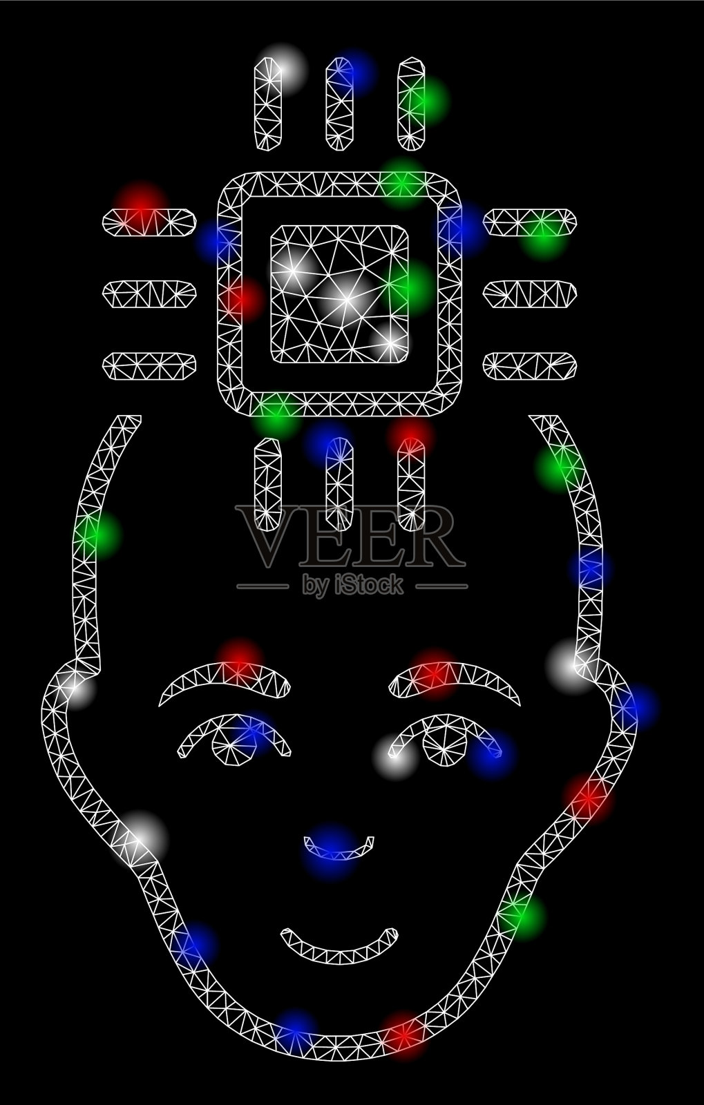 亮网胴体神经与计算机接口插画图片素材