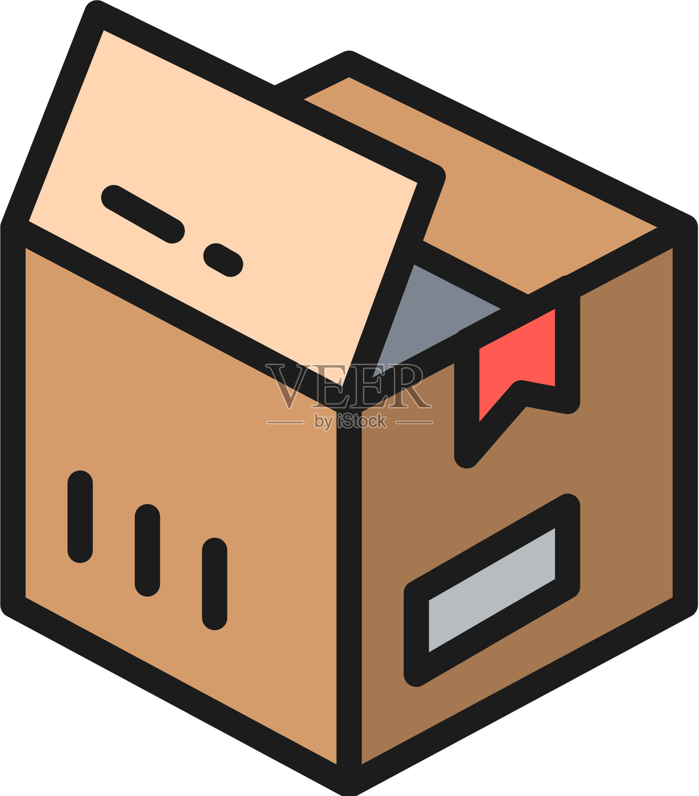 打开盒子，包裹快递单色图标图标素材