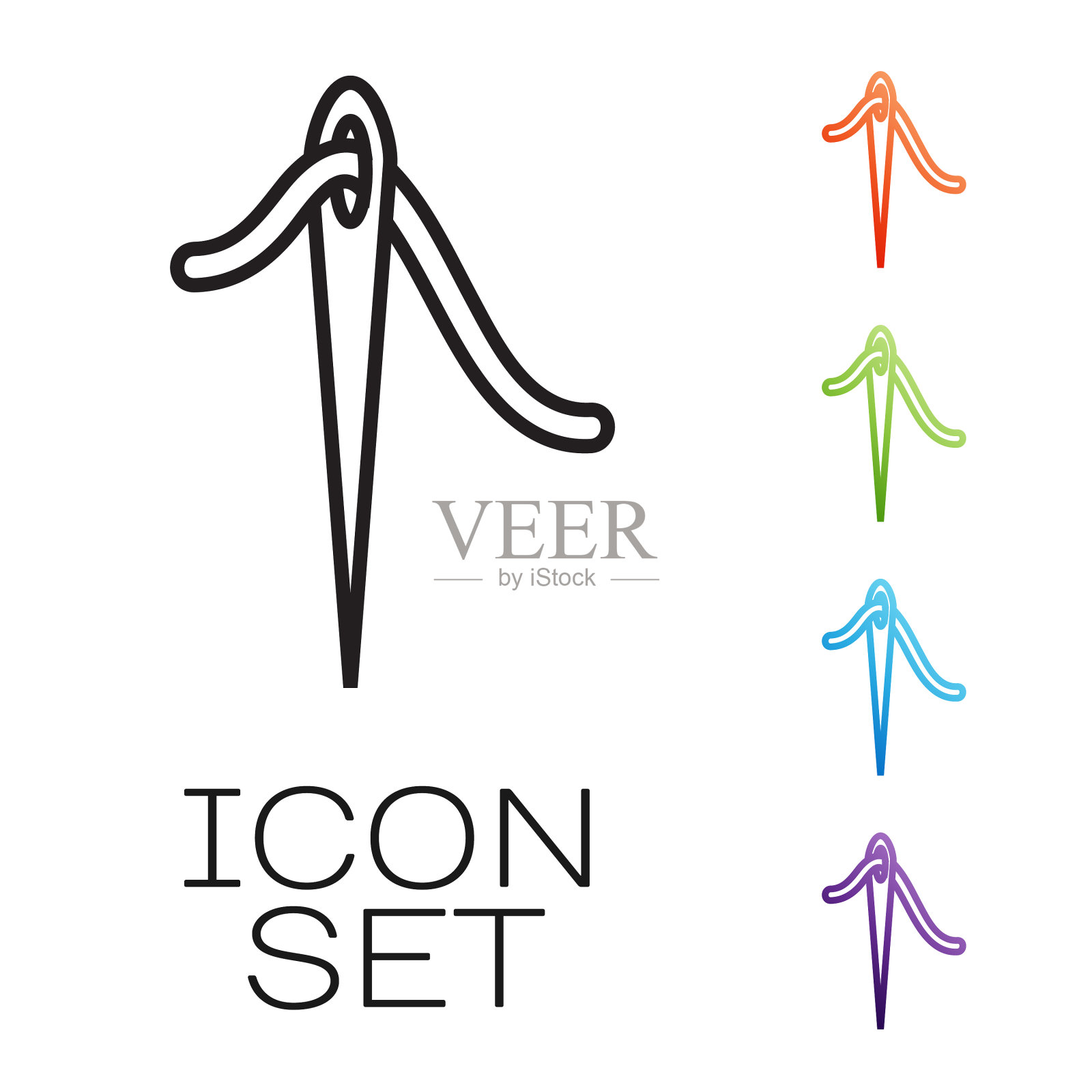 缝纫用的黑线针有线的图标图标素材