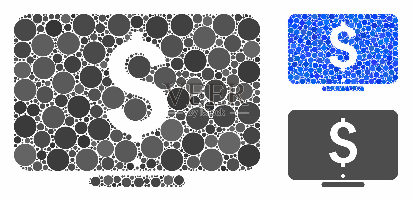 美元监视器马赛克图标圆点插画图片素材