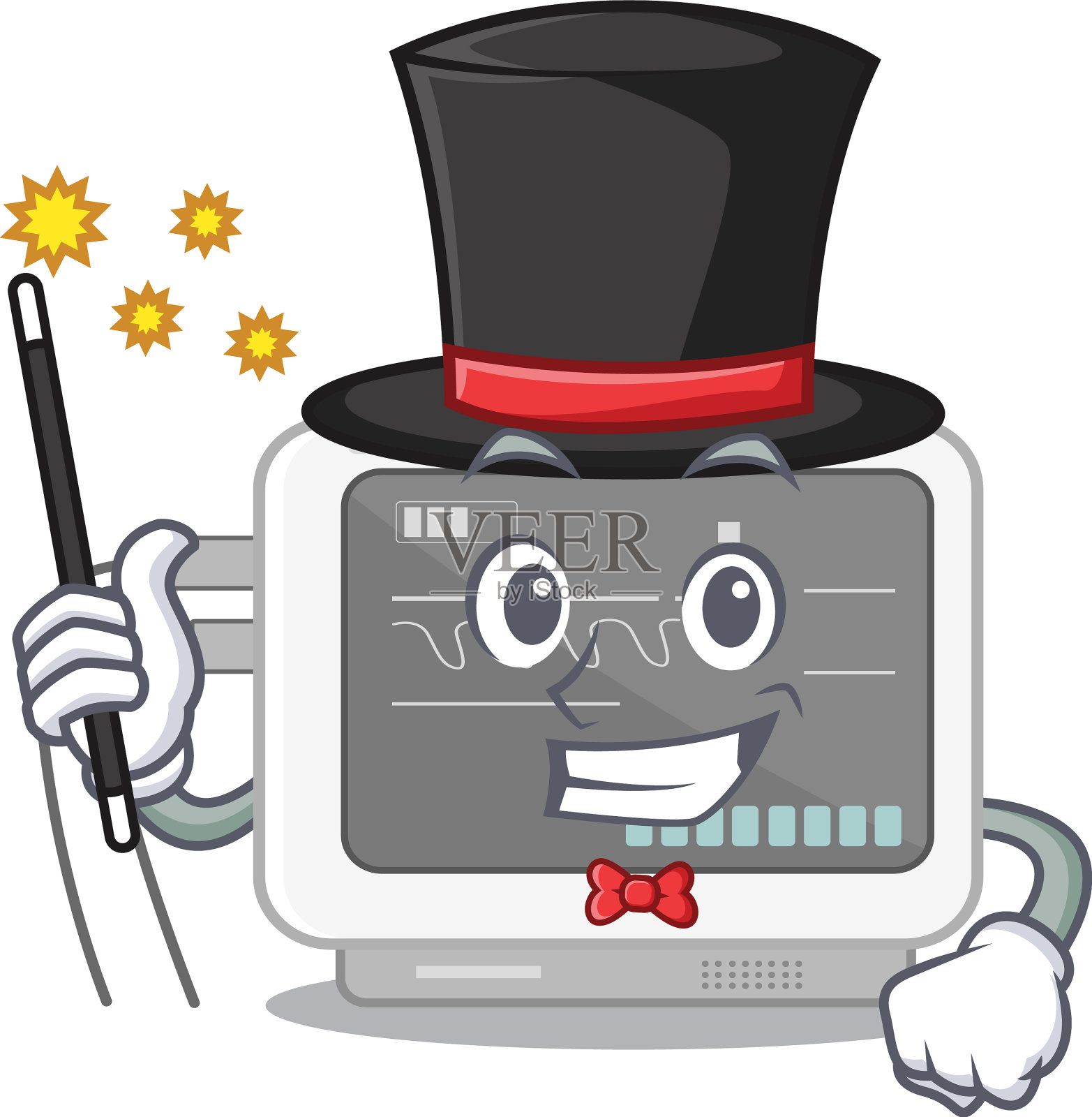 吉祥物造型的魔术师心电图机插画图片素材