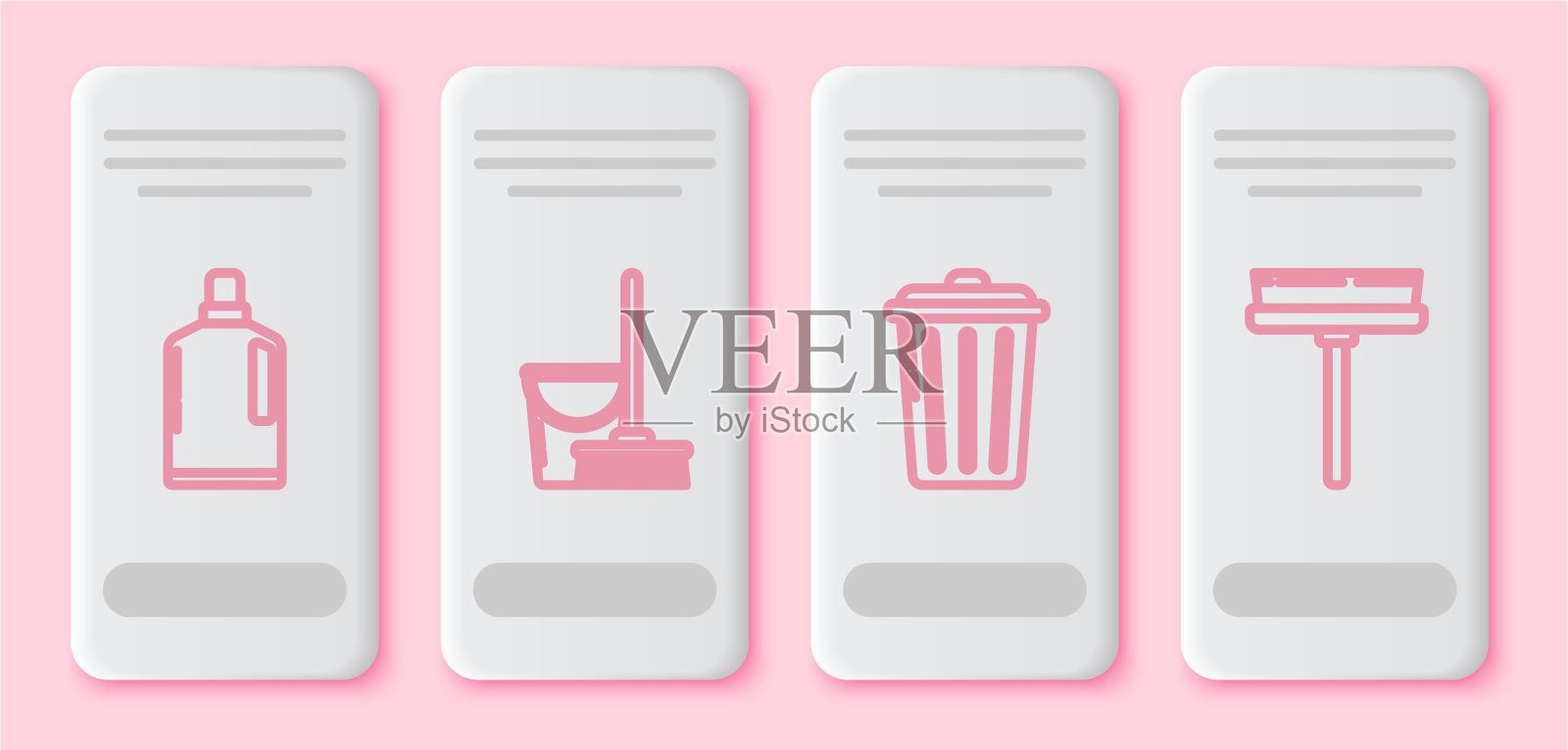 设置线塑料瓶液体洗碗插画图片素材