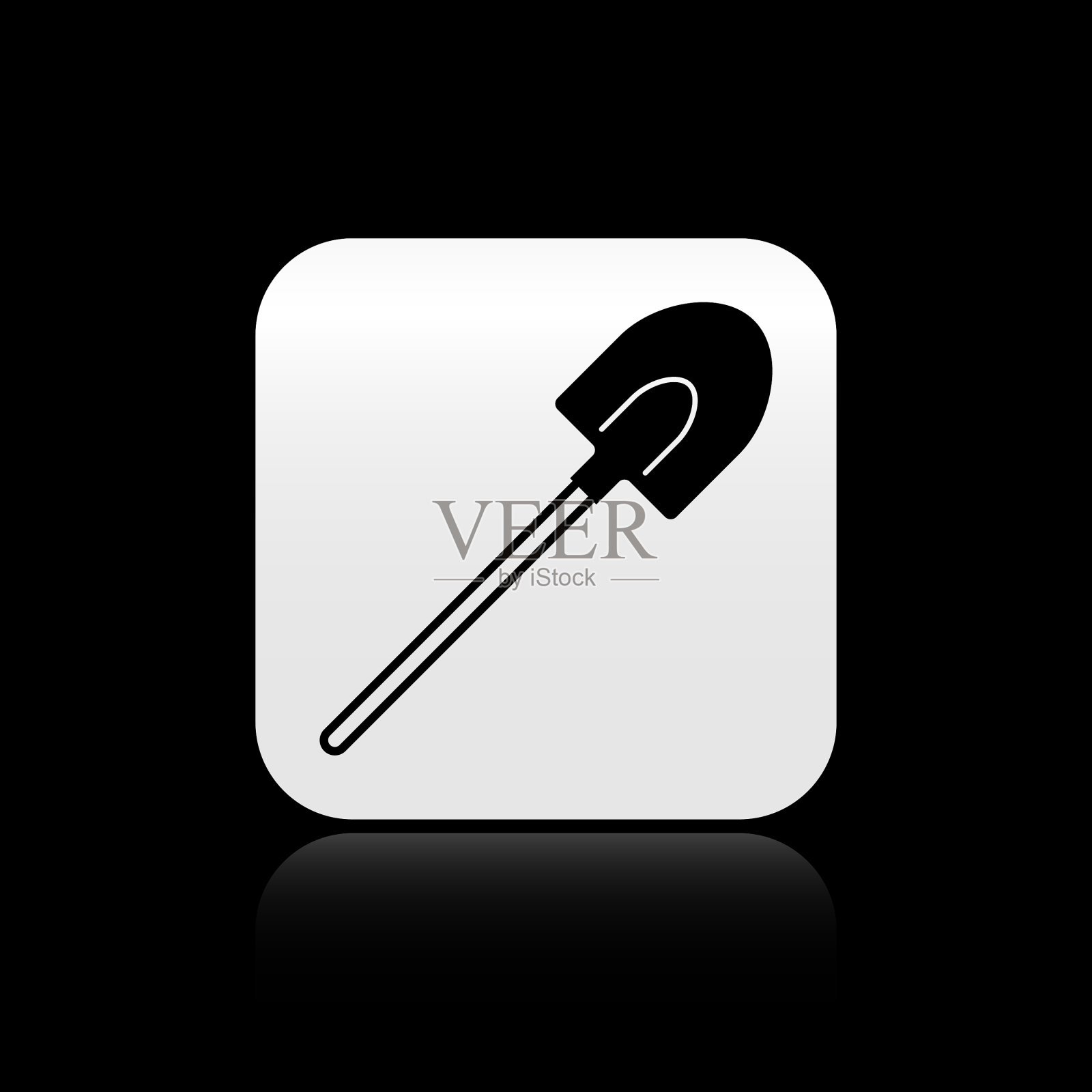 黑色花园铲子图标孤立在黑色插画图片素材