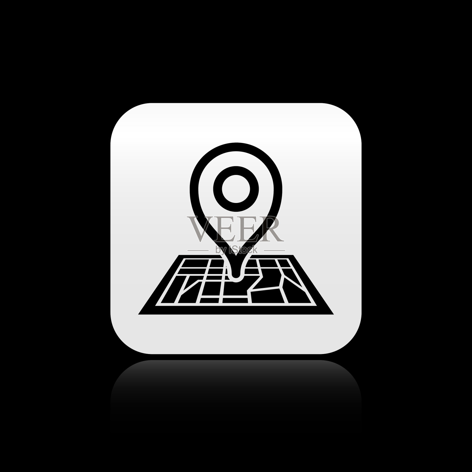 地图上透视图标上的黑色占位符插画图片素材