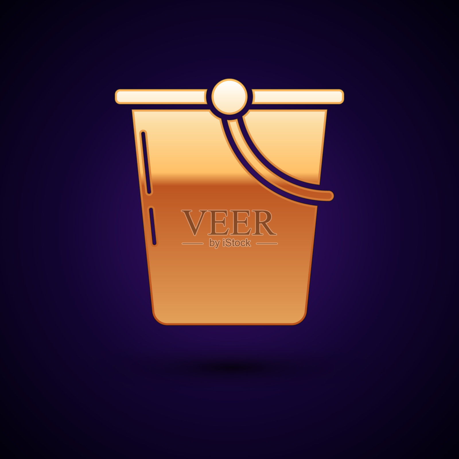 金桶图标孤立在深蓝色的背景图标素材