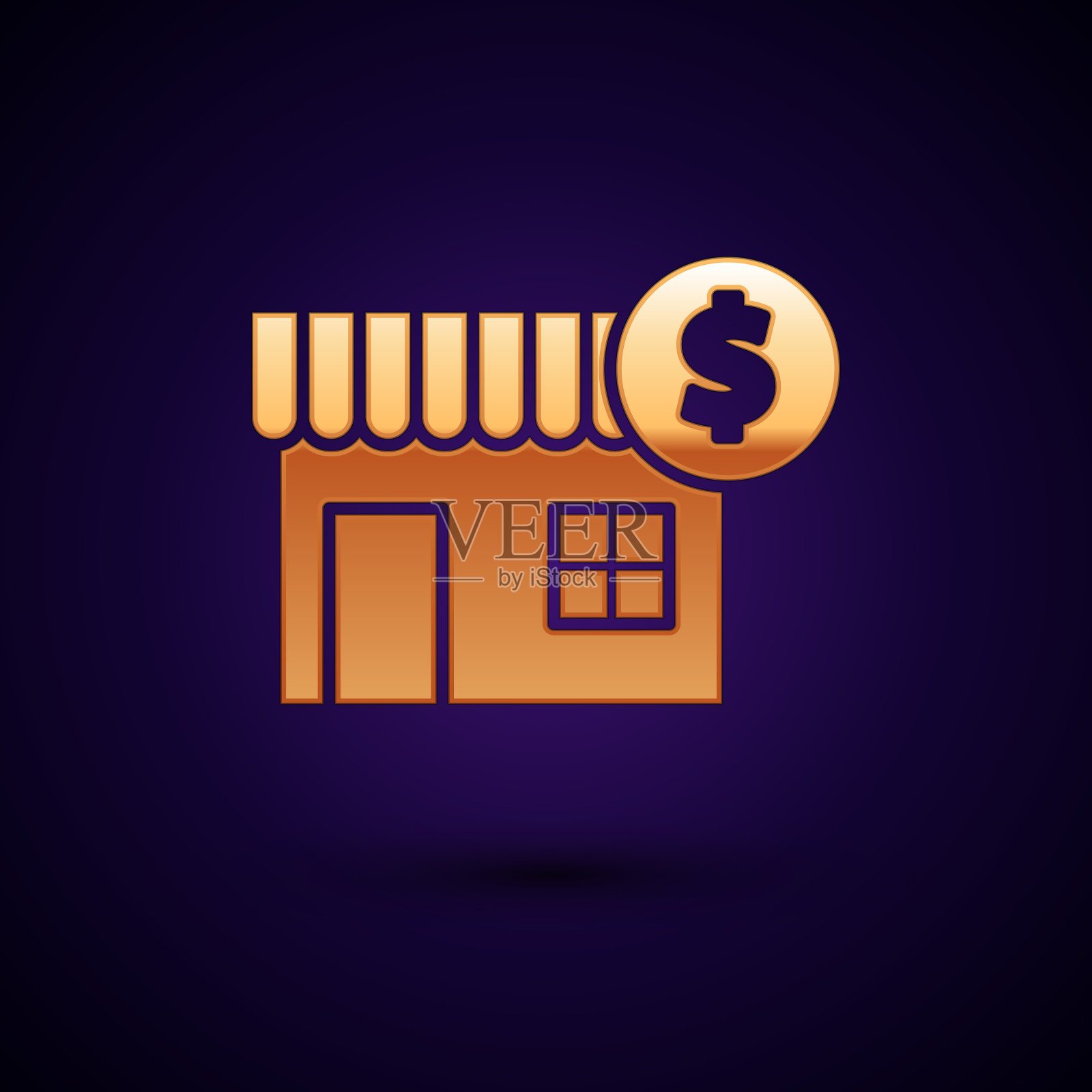 金房子与美元符号图标隔离上插画图片素材