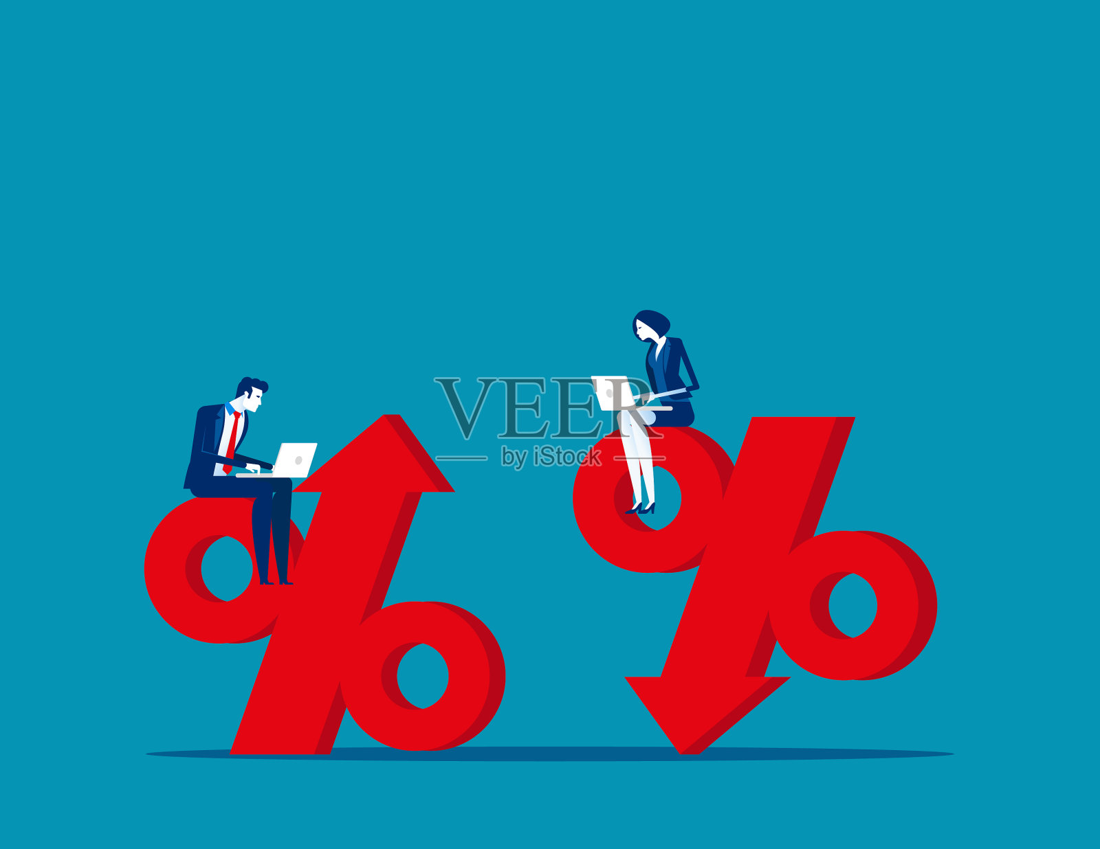 商务人员和百分比标志的概念插画图片素材