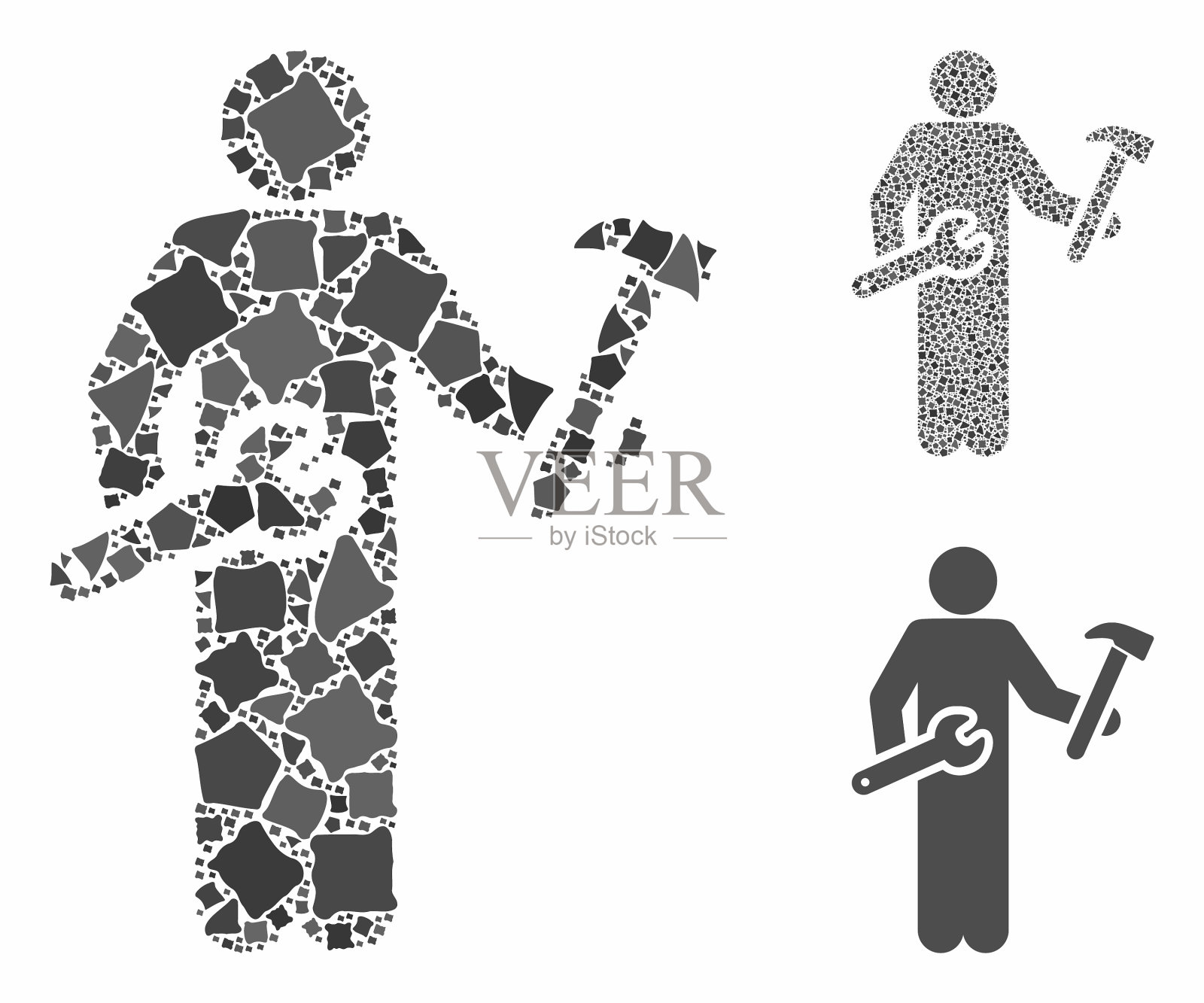 军人马赛克图标突兀项目插画图片素材