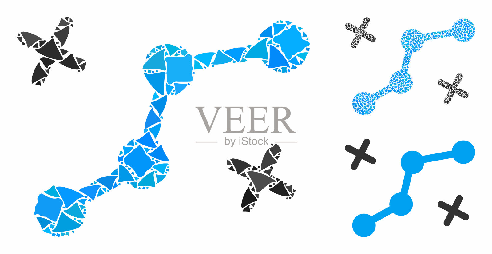 路线点马赛克图标不规则部分插画图片素材