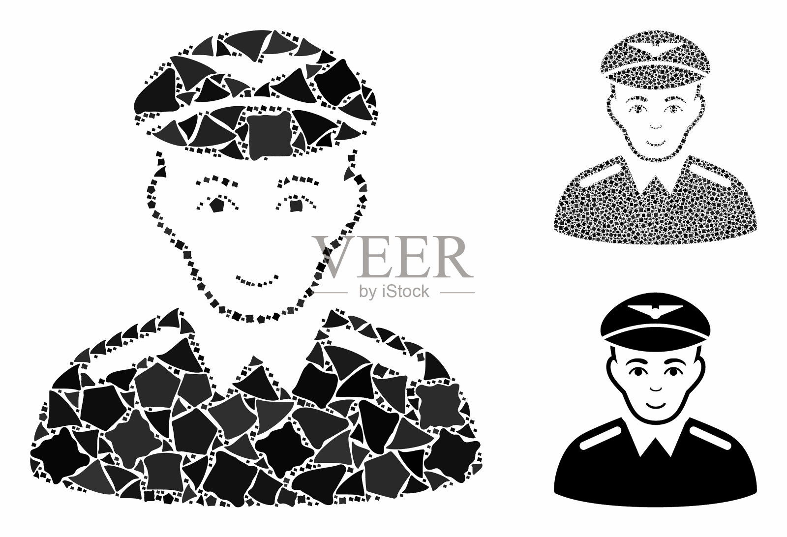 飞行员组成图标褴褛的部分插画图片素材