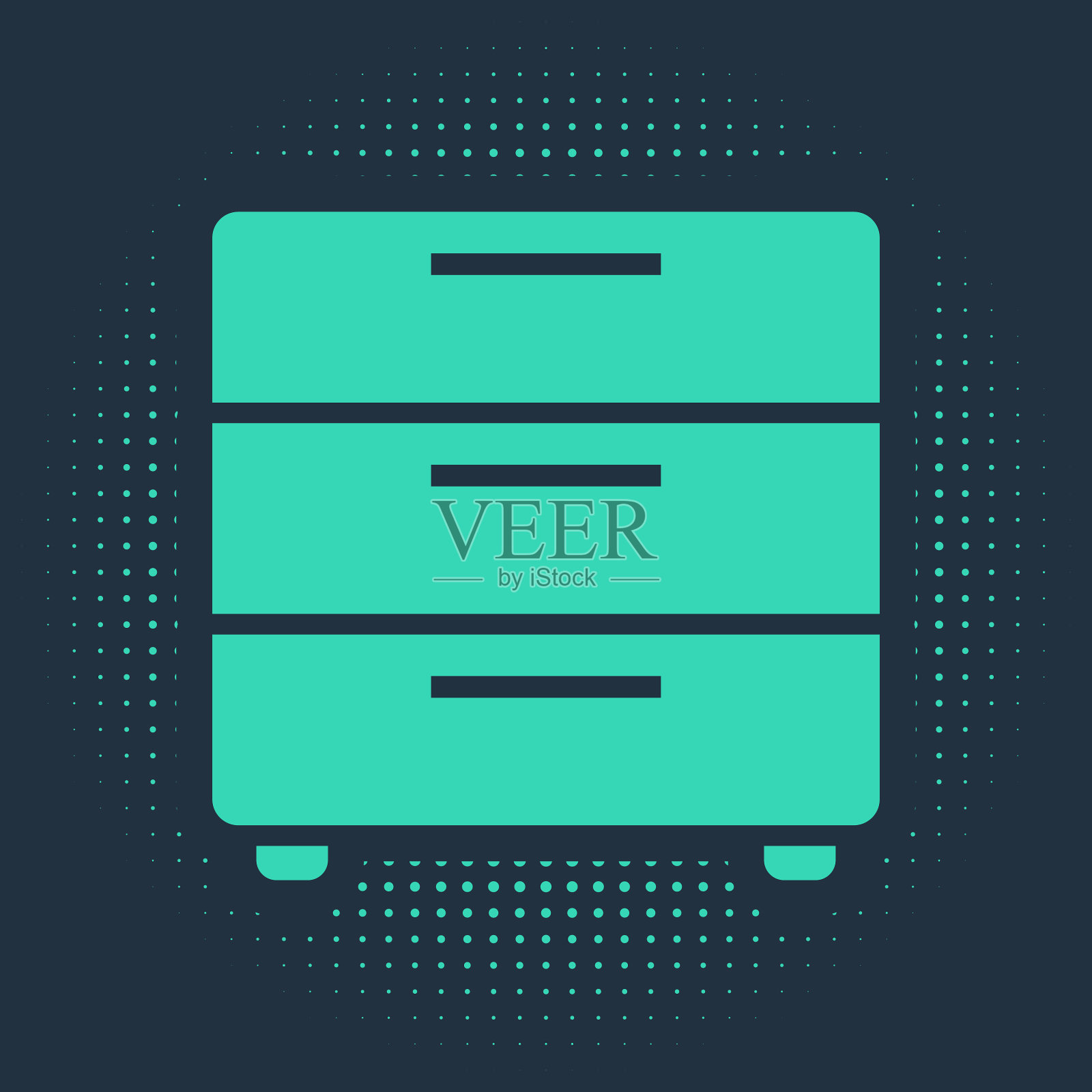 绿色家具床头柜图标孤立在蓝色插画图片素材