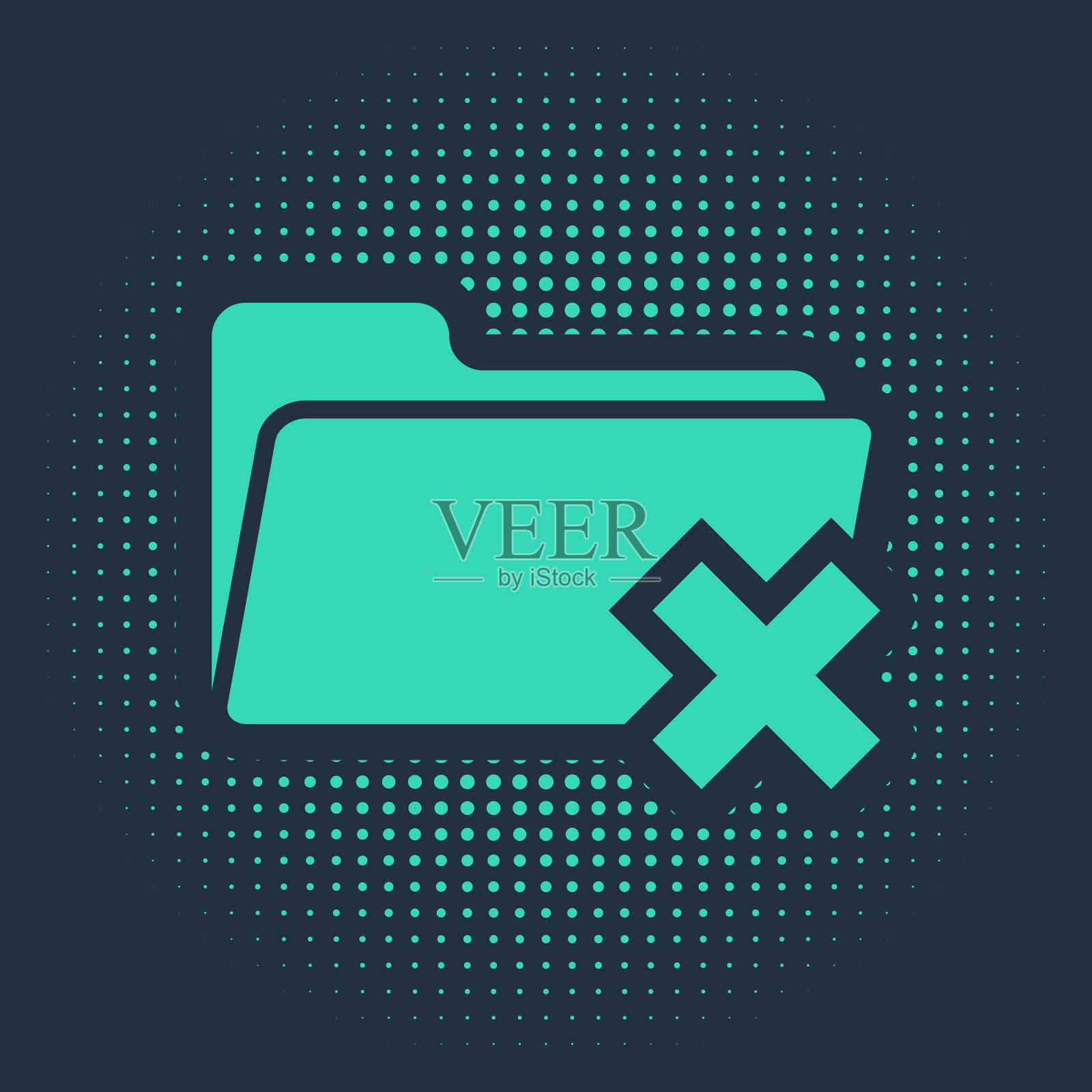 绿色的删除文件夹图标隔离在蓝色插画图片素材