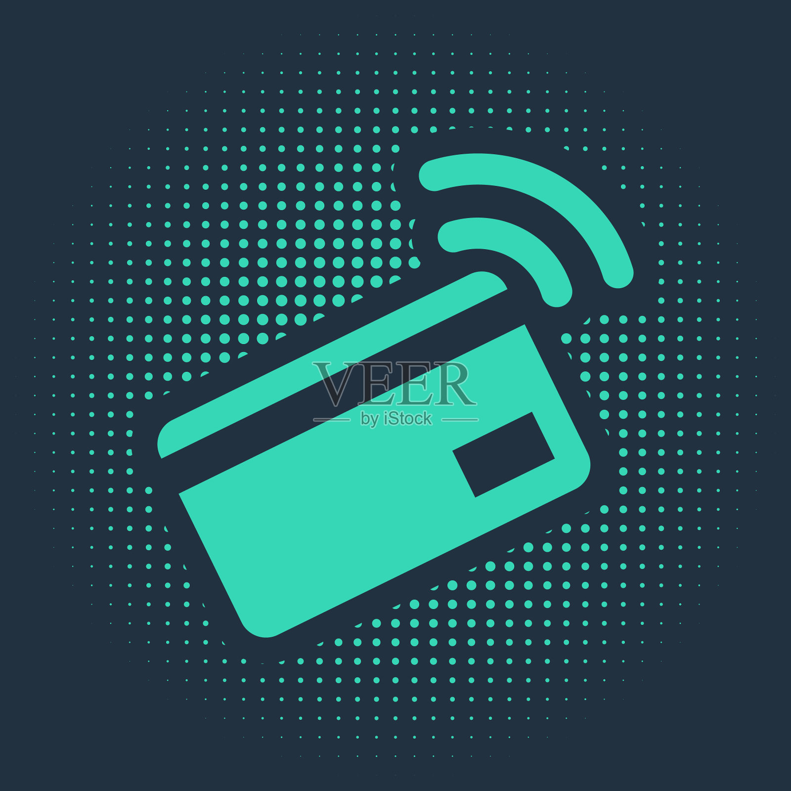 绿色非接触式支付，NFC卡图标插画图片素材