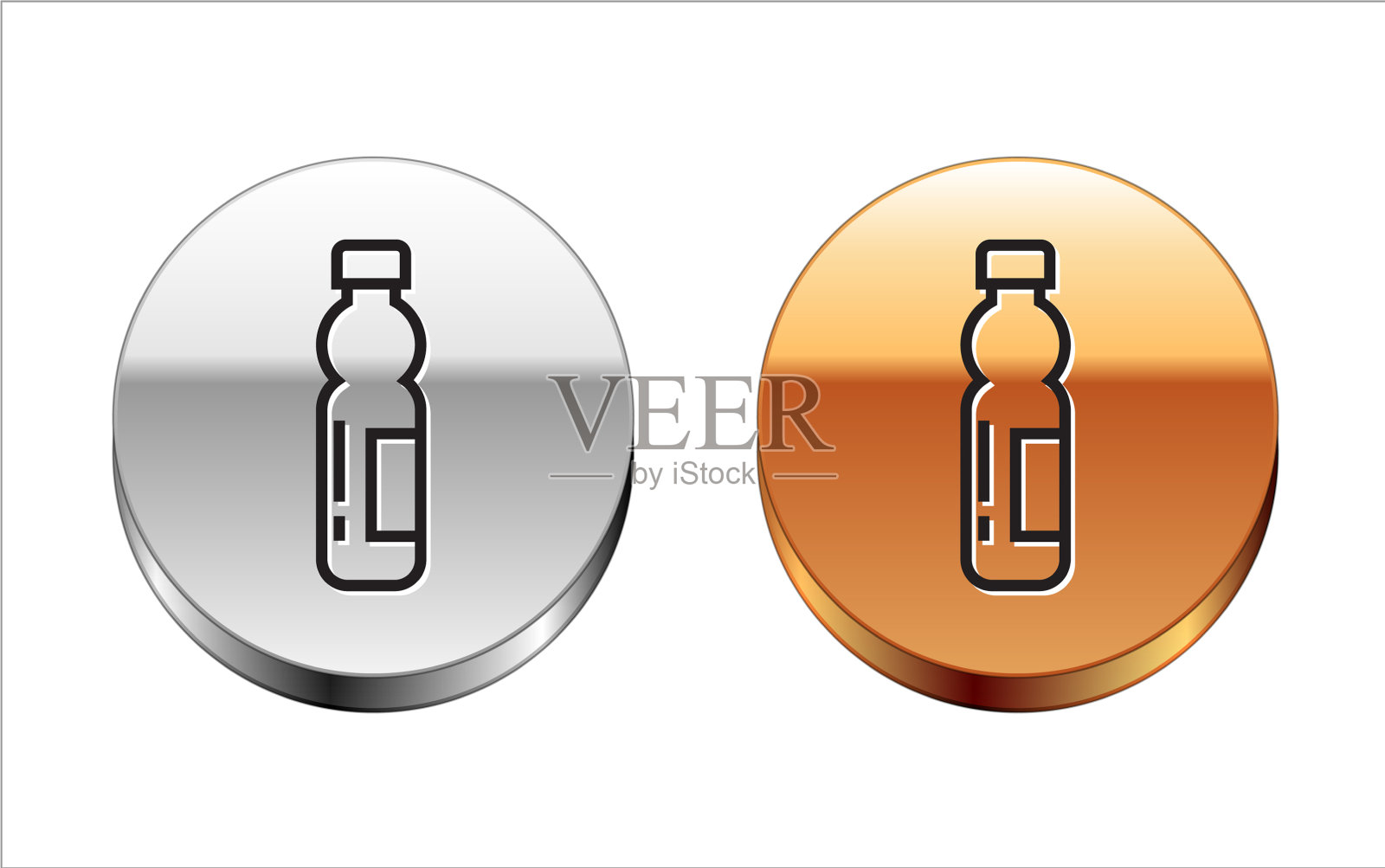 黑线瓶水图标孤立在白色上图标素材