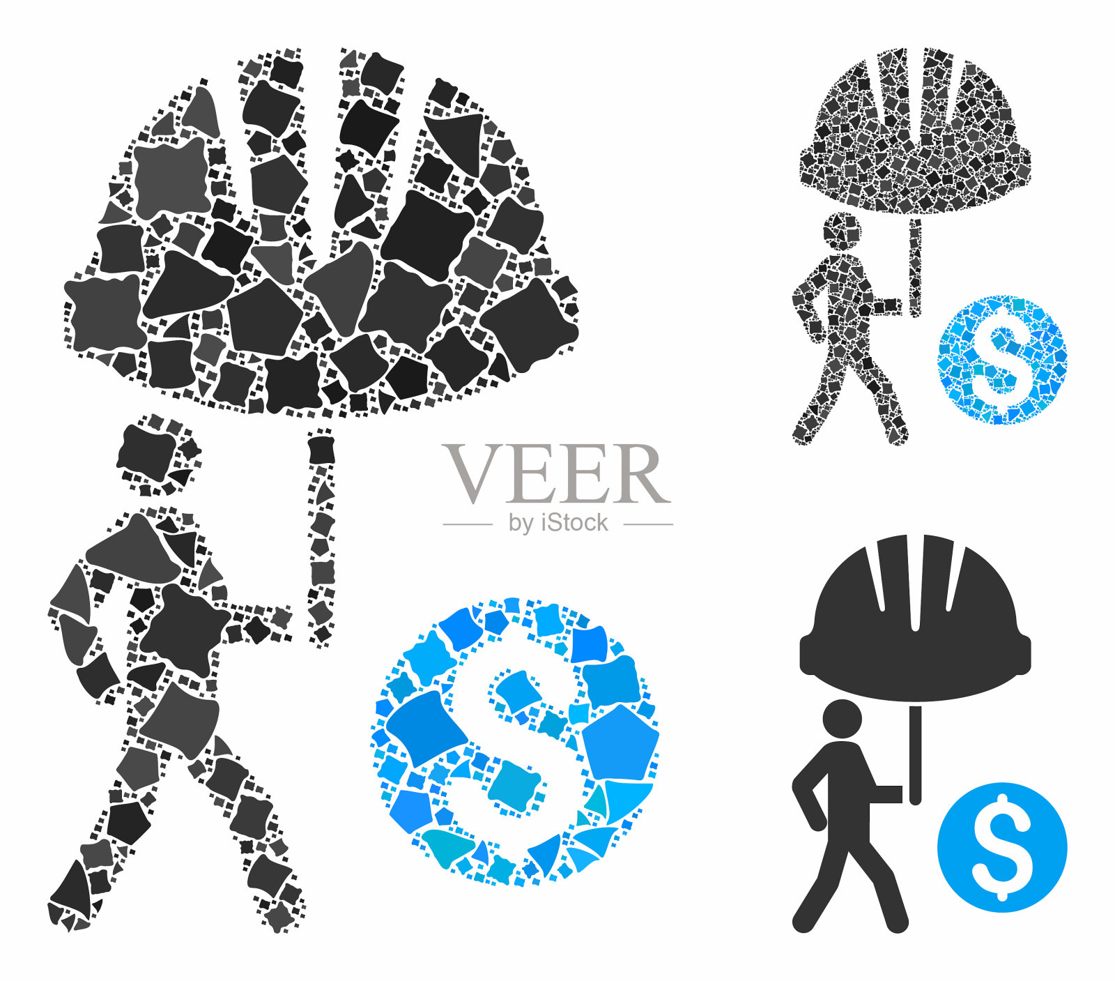 产业金融覆盖马赛克图标插画图片素材