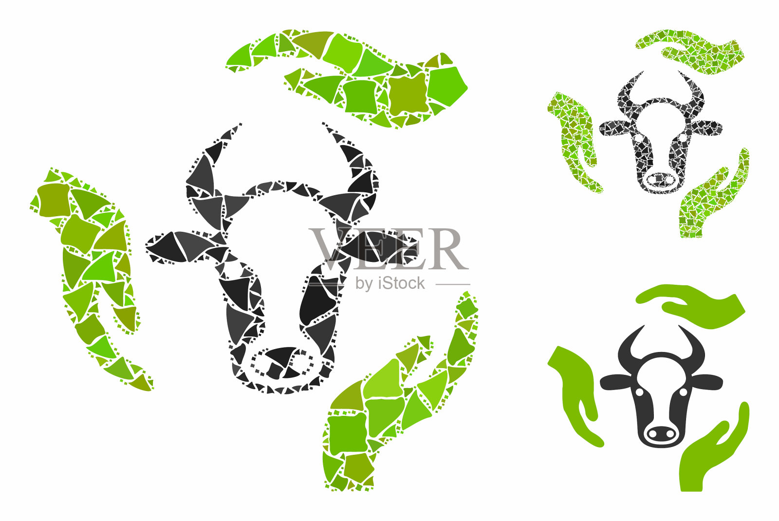 奶牛护理手组成图标崎岖片插画图片素材