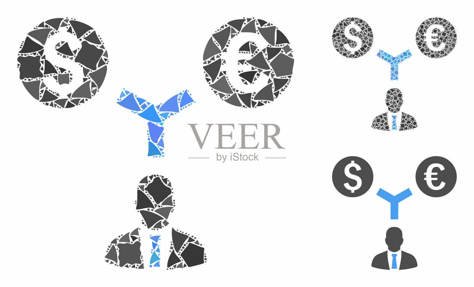 货币管理马赛克图标崎岖的物品插画图片素材