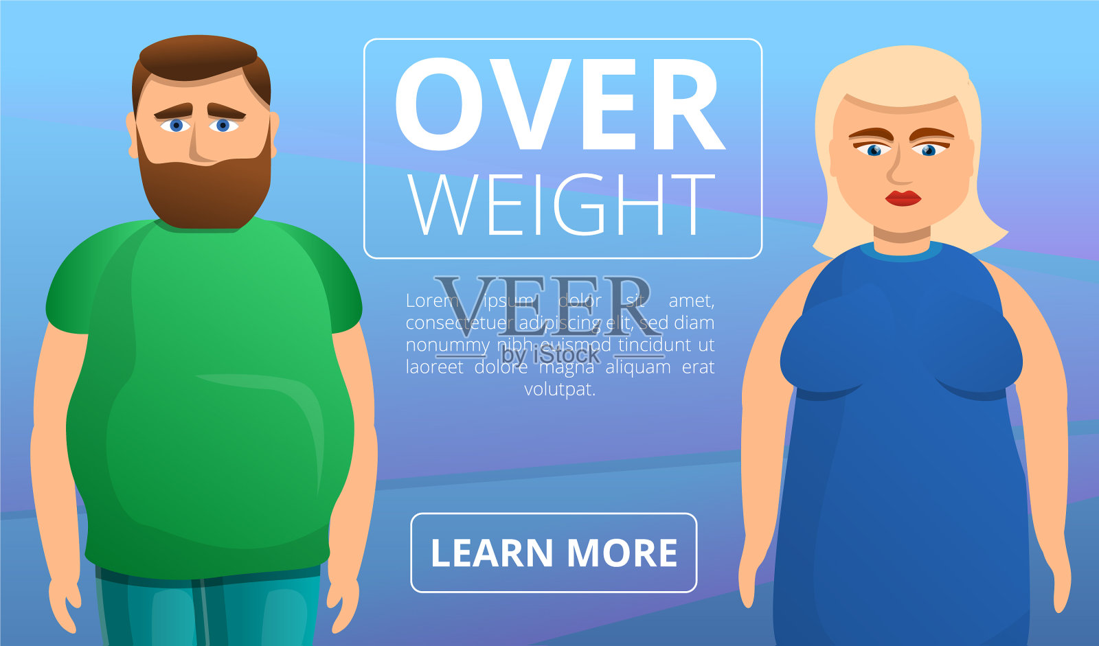 超重的人概念横幅卡通风格插画图片素材