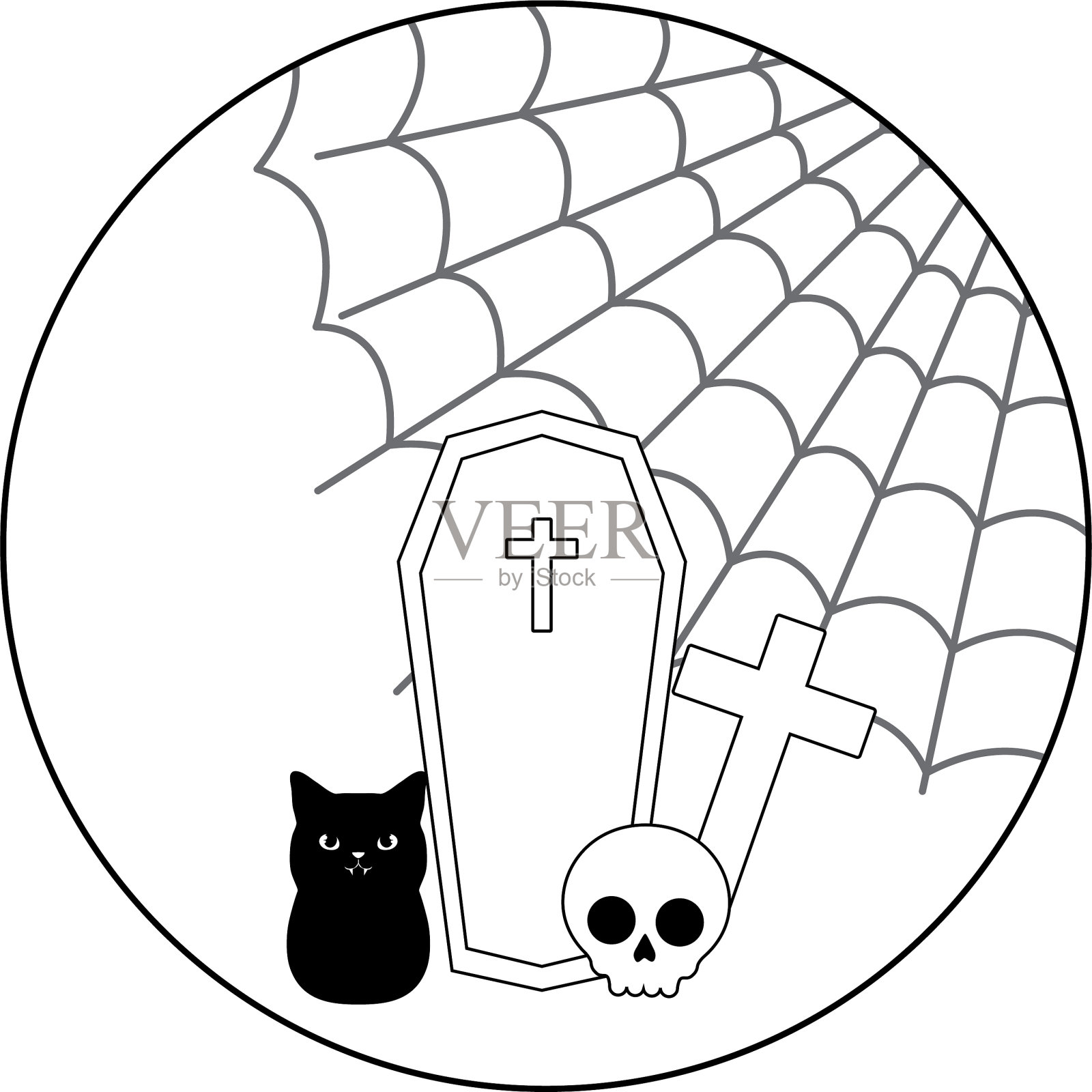 白色的十字架木制棺材设计元素图片