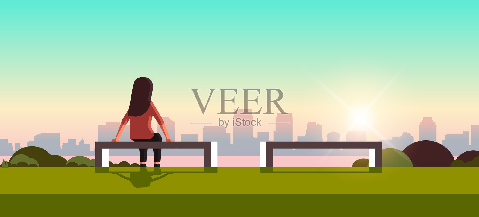 不快乐的伤心女人在抑郁插画图片素材