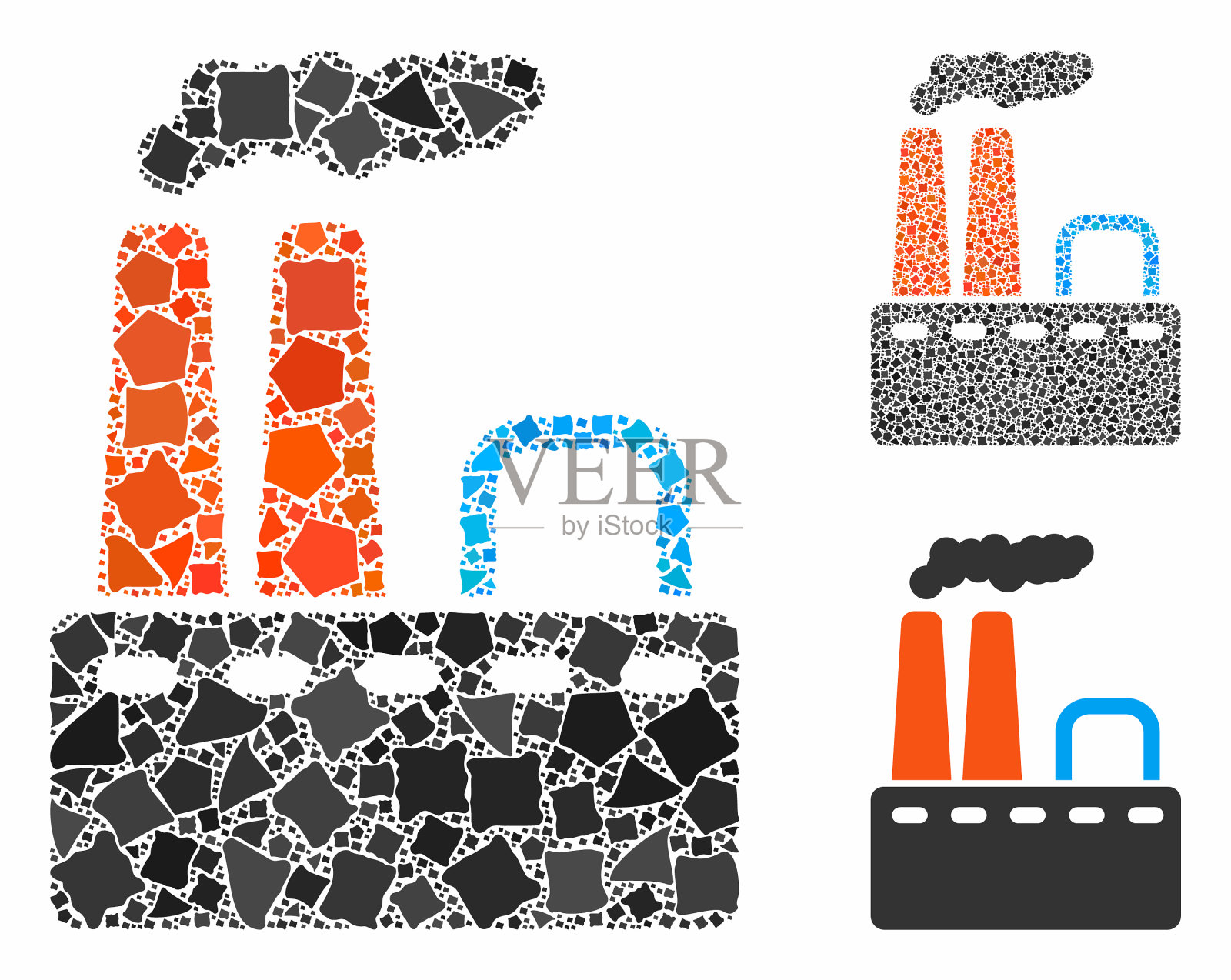 工厂马赛克图标不规则元素插画图片素材