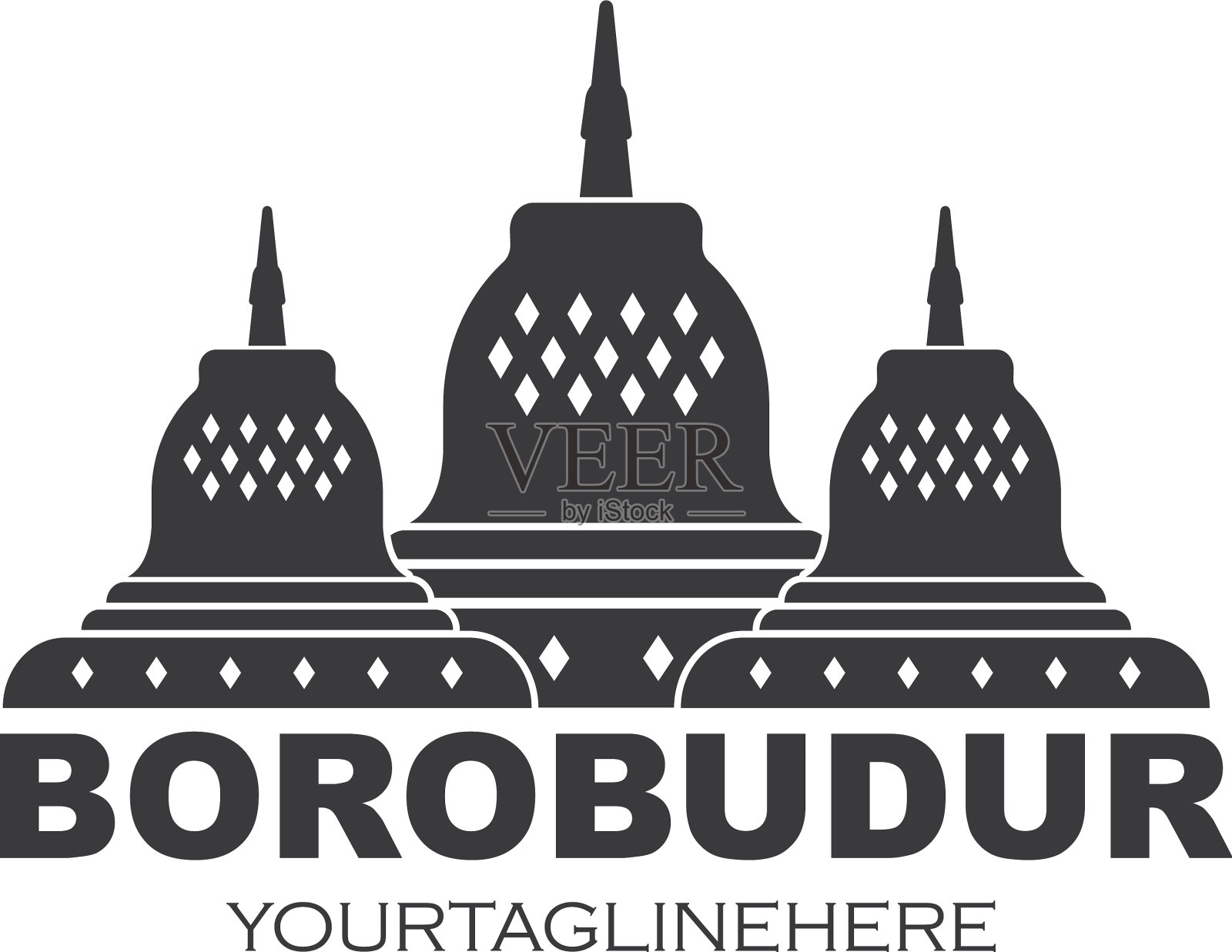 婆罗浮屠是印尼寺庙的一个词插画图片素材