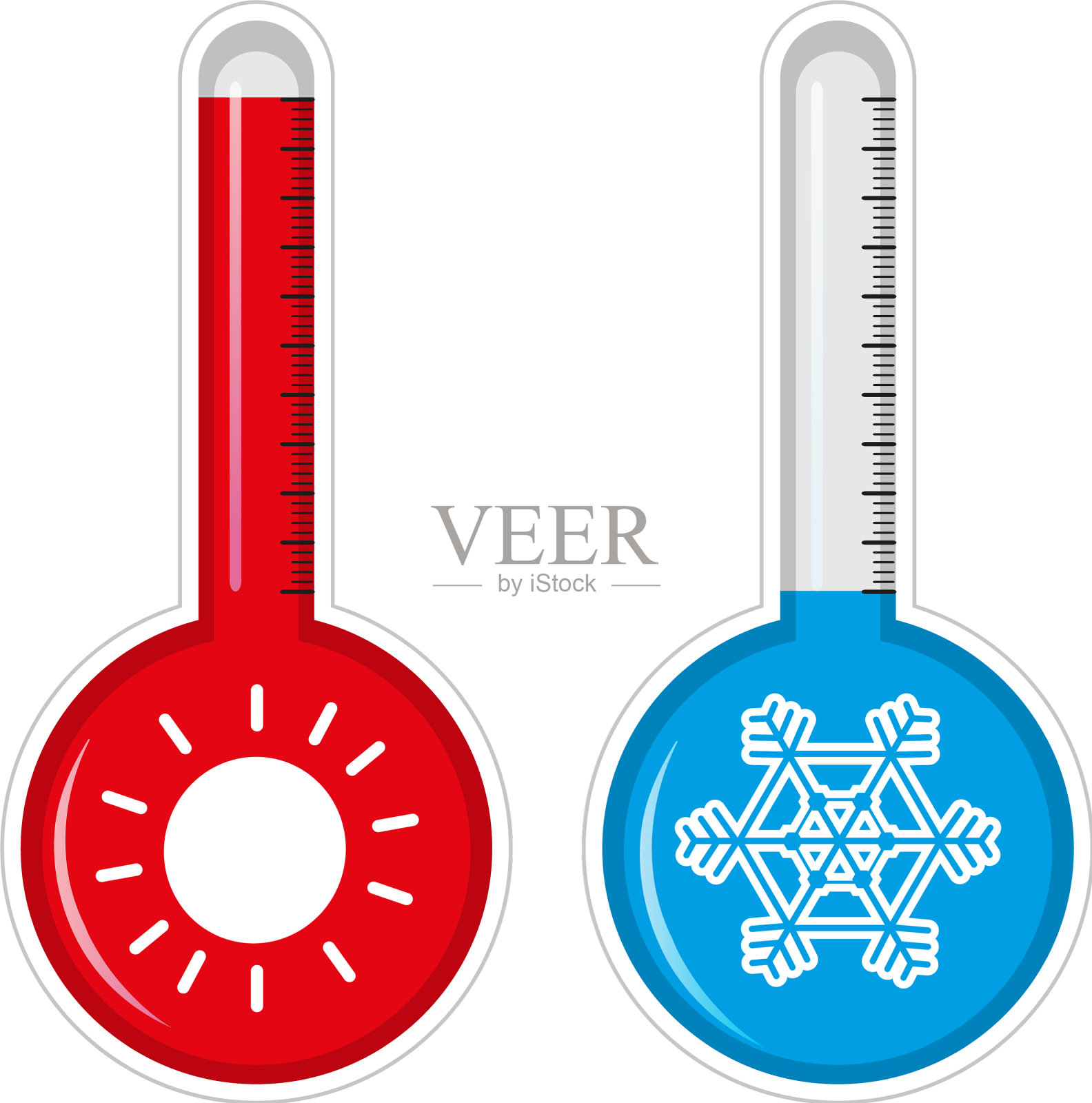 两种温度计分别用于冷热天气插画图片素材