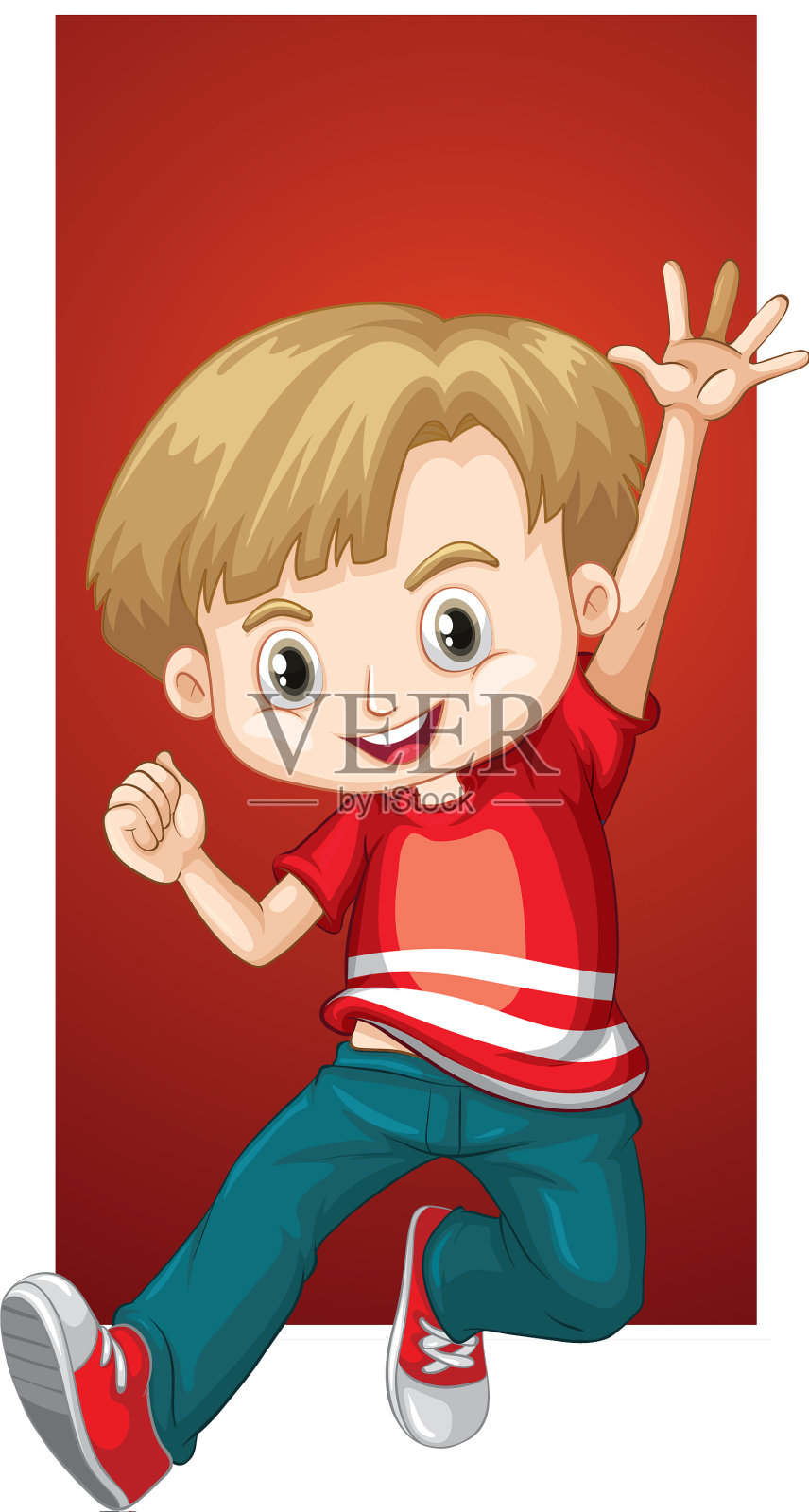 穿红衬衫的快乐男孩设计元素图片