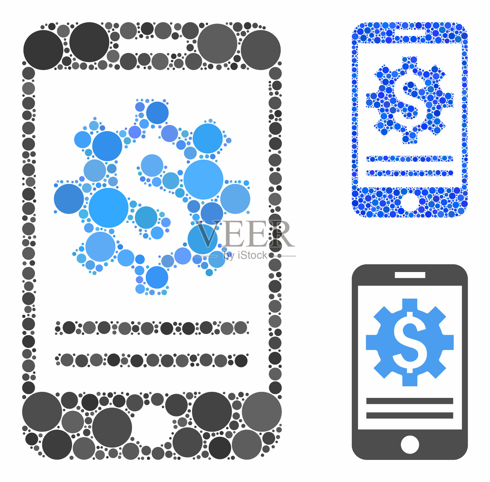 移动银行选项马赛克图标球项目插画图片素材