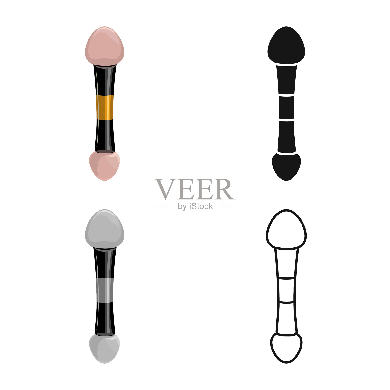 隔离对象笔刷和油漆笔刷标志插画图片素材