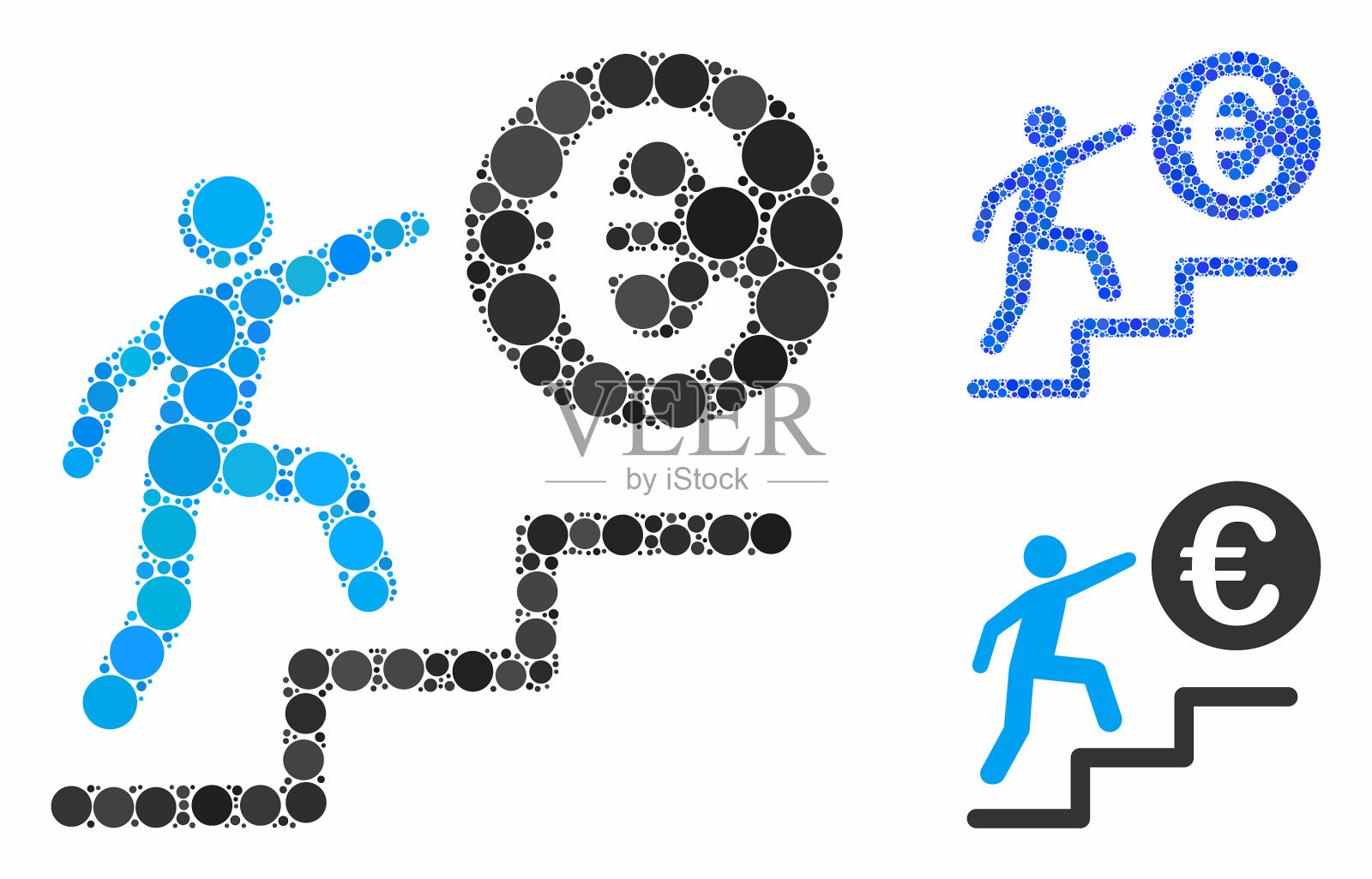 欧元业务步骤组成图标圈插画图片素材