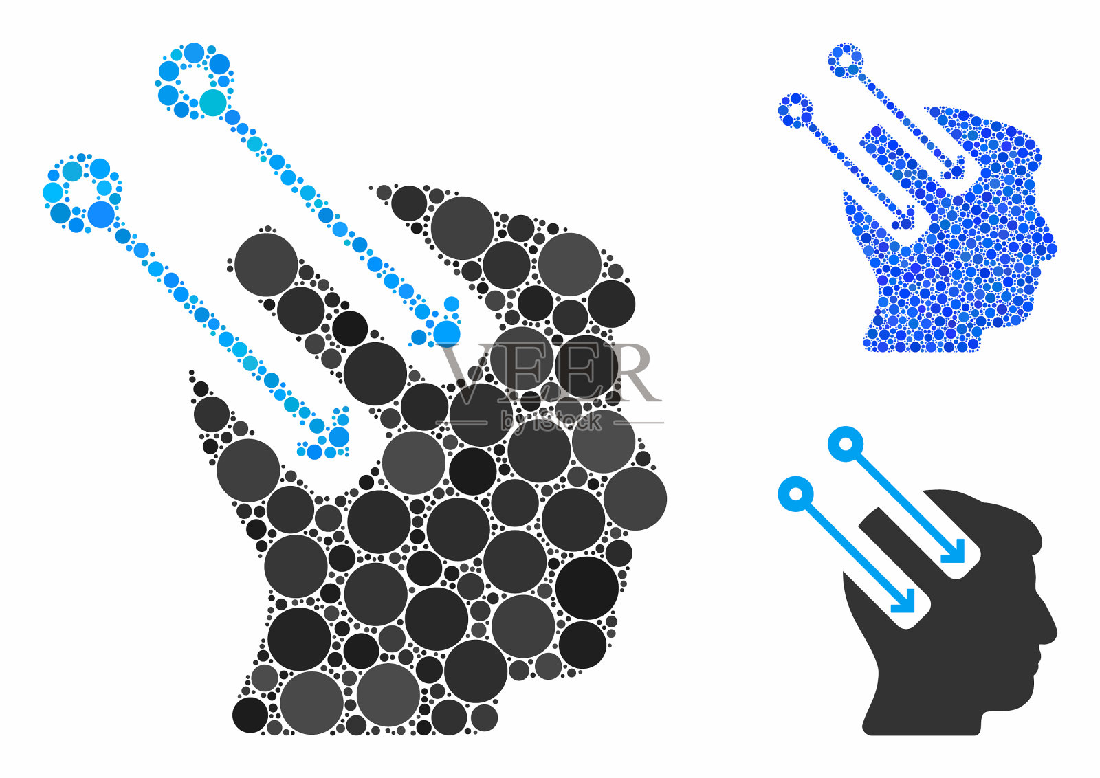 神经界面马赛克图标圆圈插画图片素材