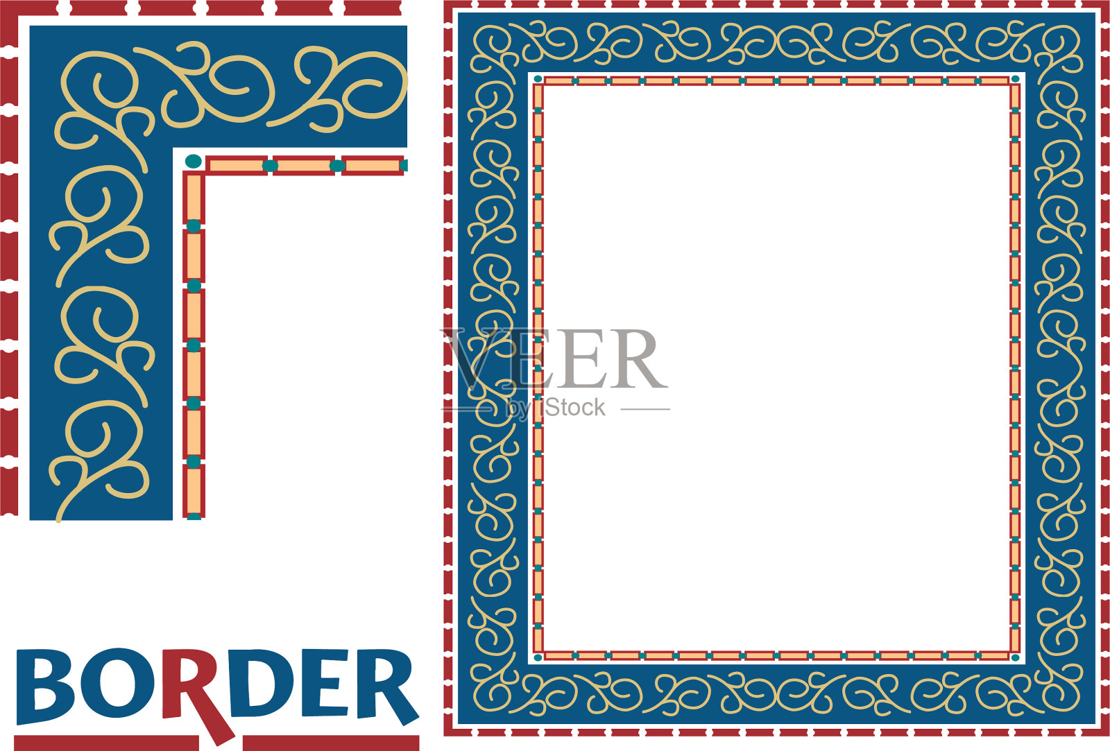 植物叶子上的Arabesque镶边- tile框架插画图片素材