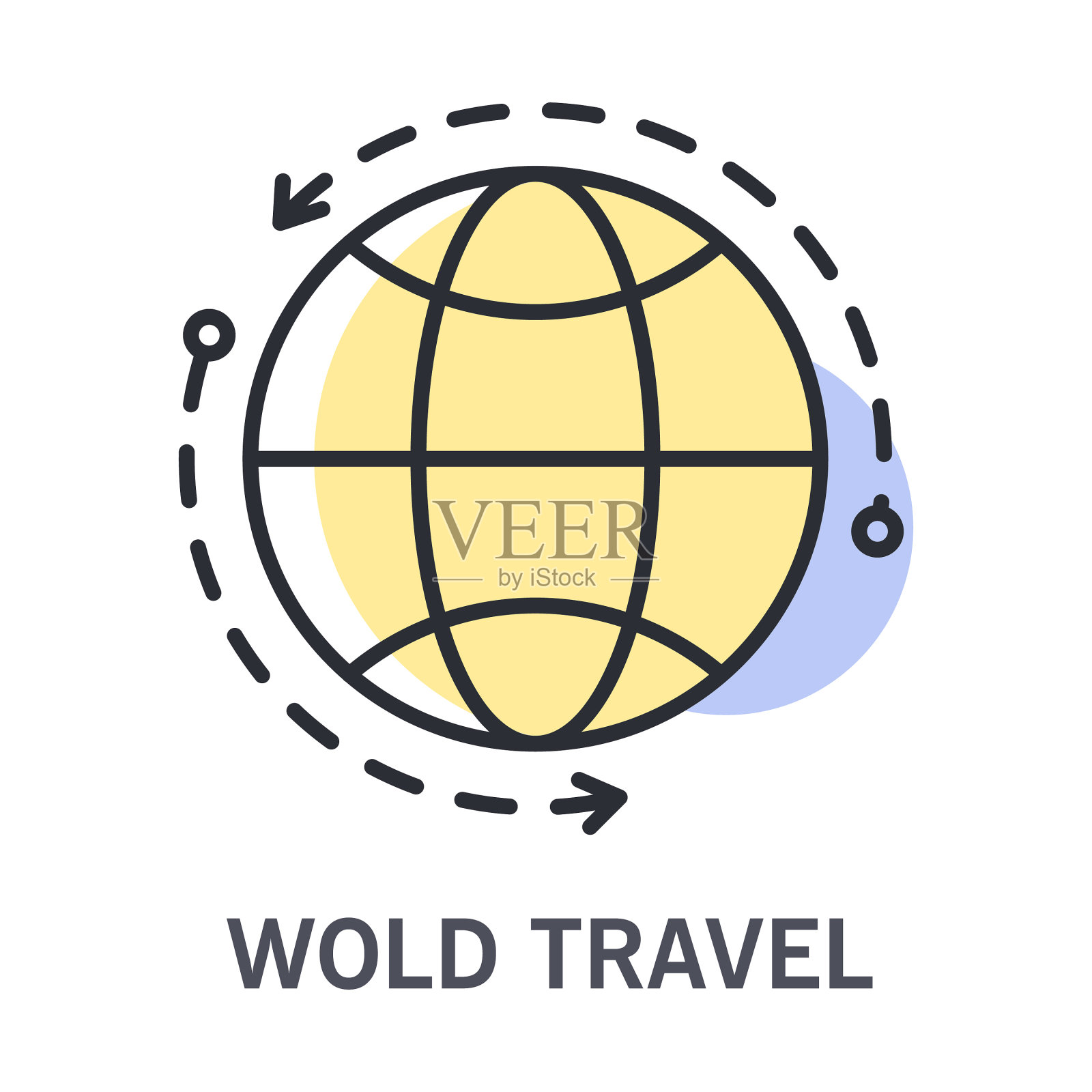 世界旅行图标与全球和箭头插画图片素材