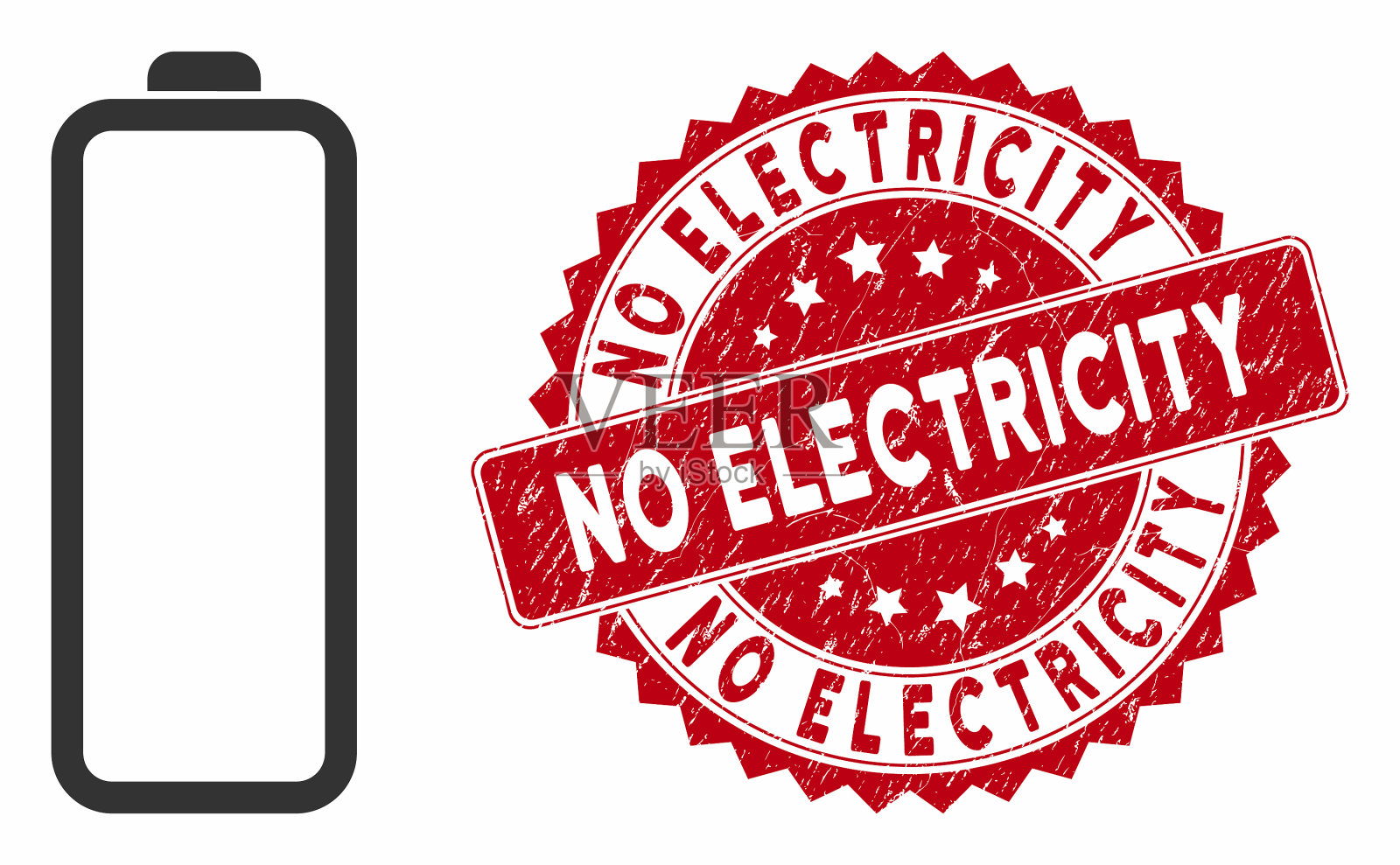 空电池图标，划伤没有电插画图片素材