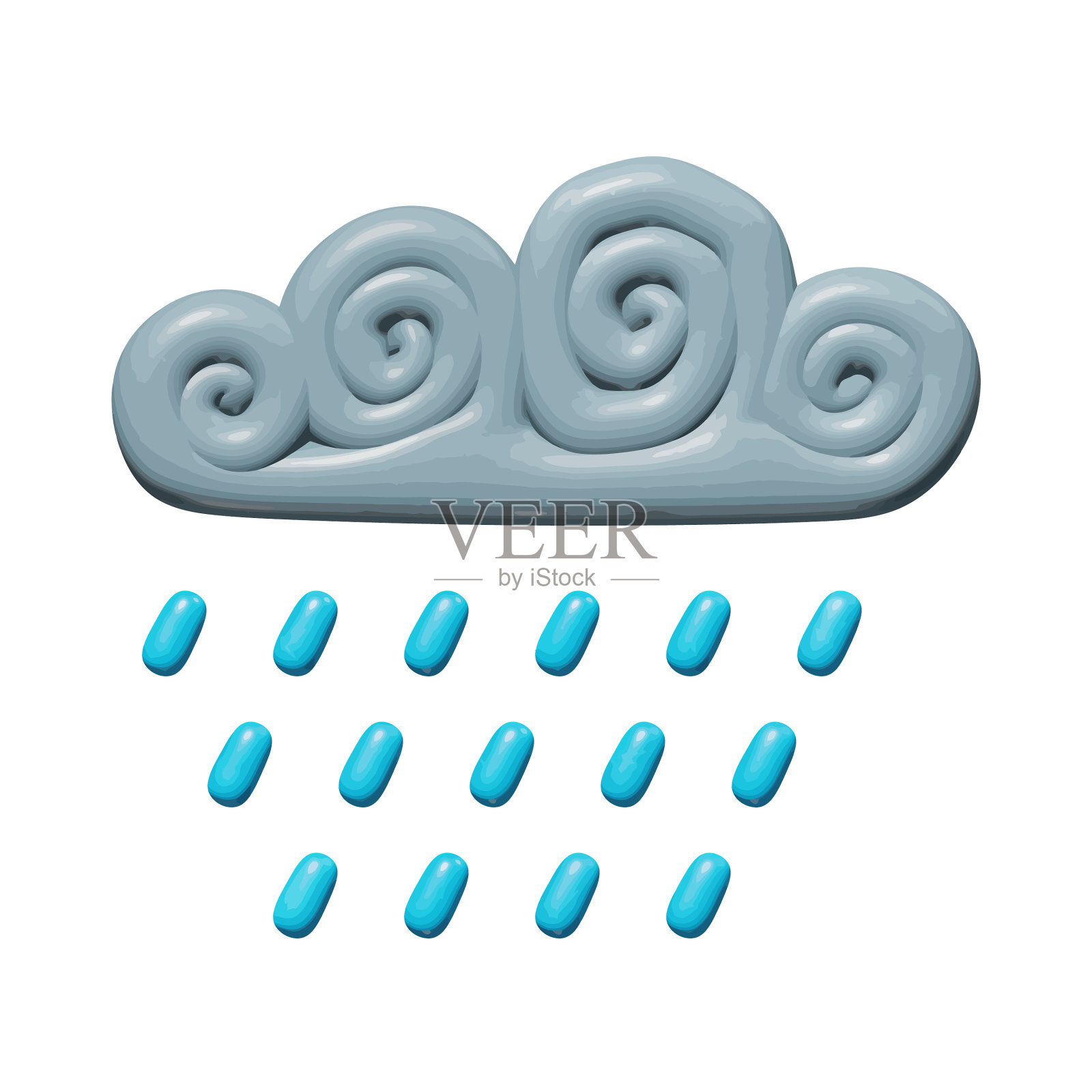 气候设计有光泽的塑料雨滴模型插画图片素材