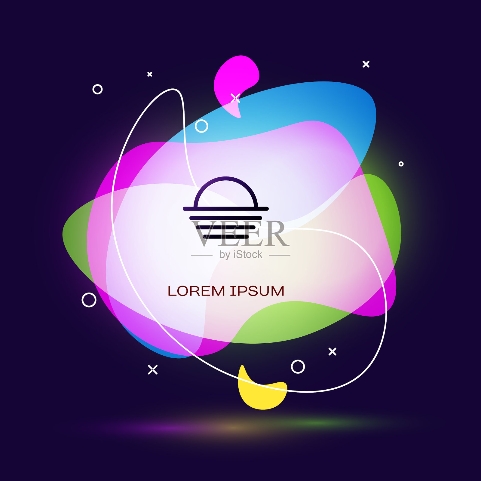 黑色日落图标孤立在深蓝色的背景图标素材