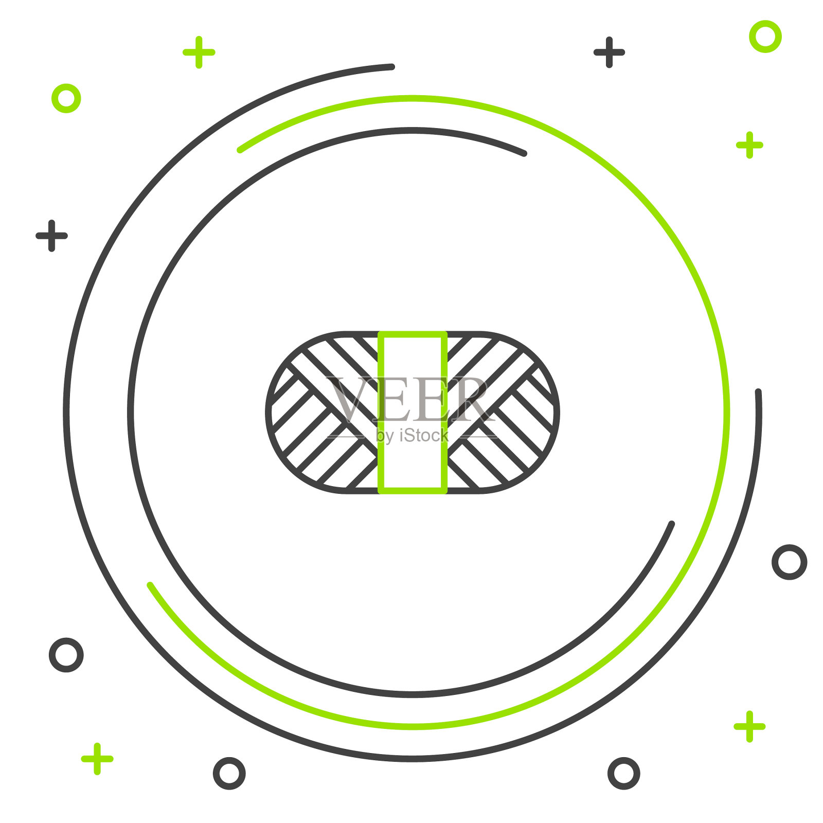 线轴图标上的黑线和绿线插画图片素材