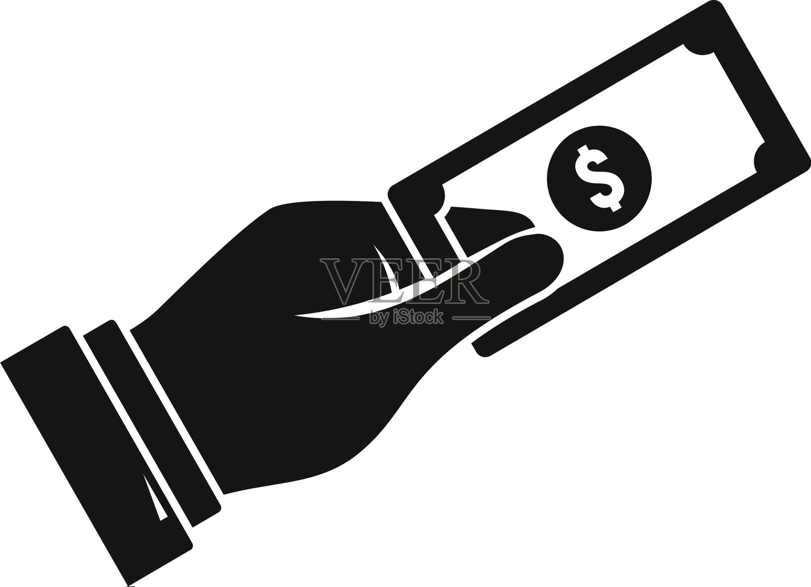 钞票在手图标简单的风格设计元素图片