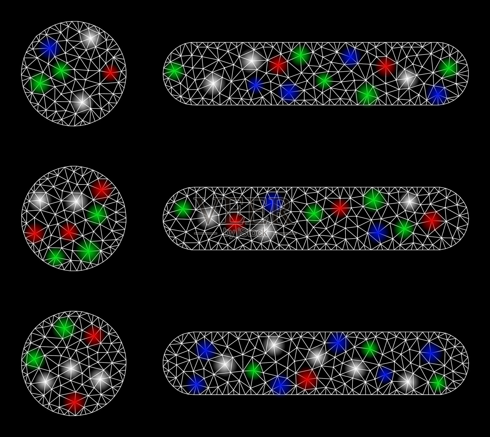 明亮的网格2d项目与闪光点插画图片素材