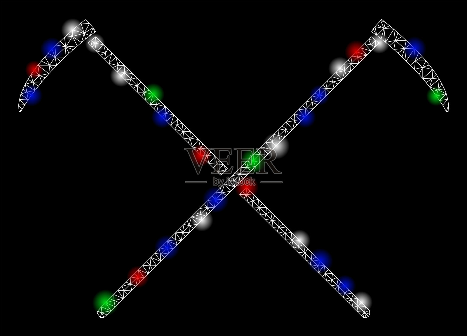 带有闪光斑点的明亮网状镰刀胴体插画图片素材