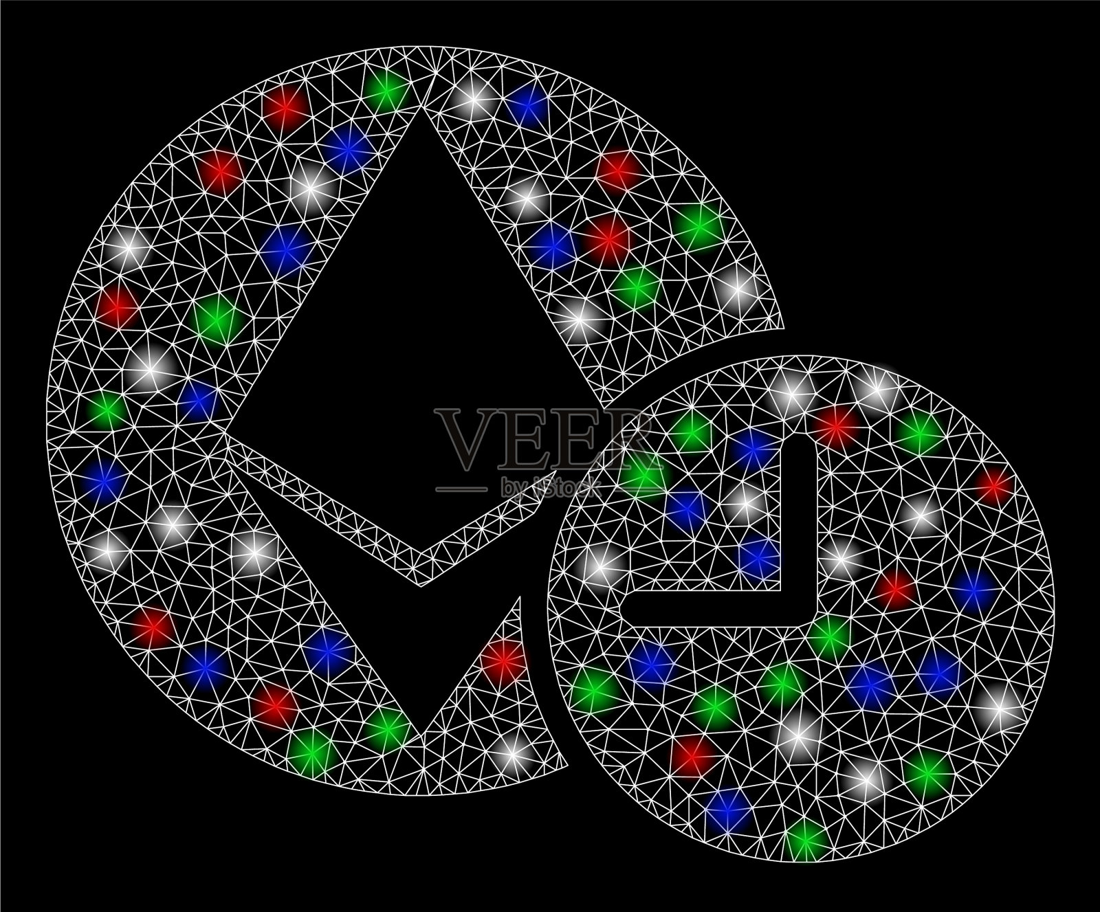 以太坊信用时钟的亮网骨架插画图片素材