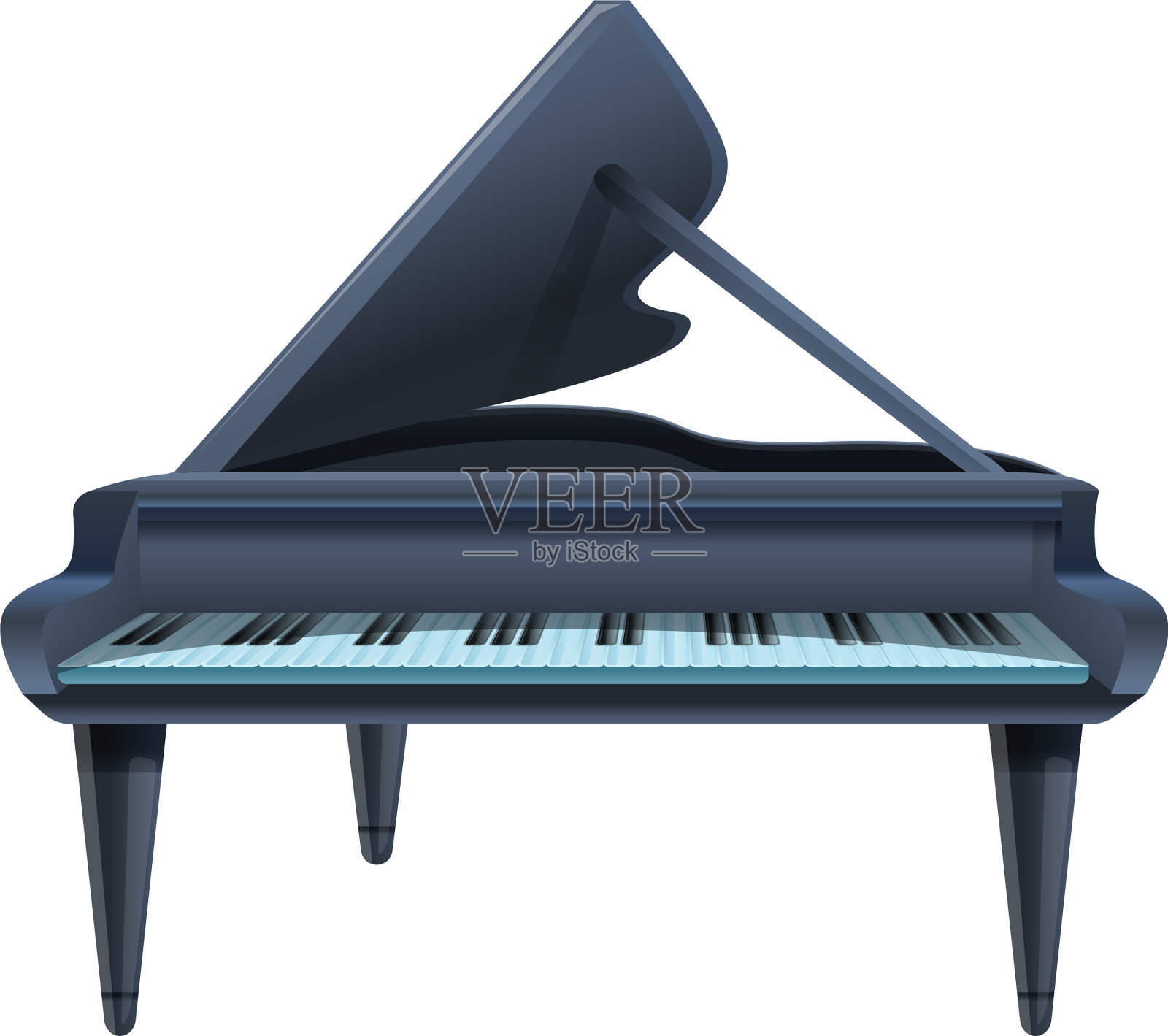 黑色大钢琴图标卡通风格设计元素图片