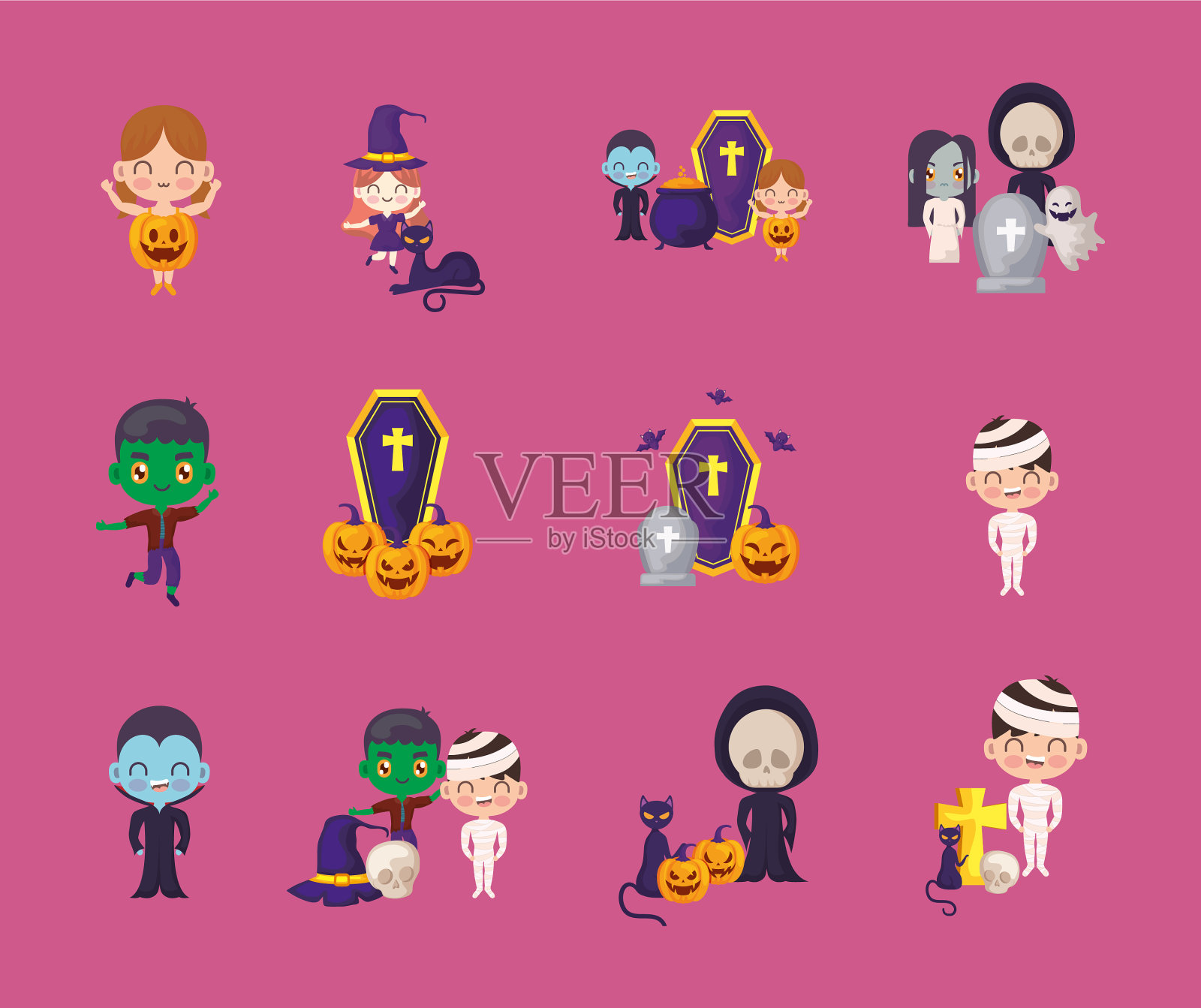 捆绑万圣节与设置图标图标素材