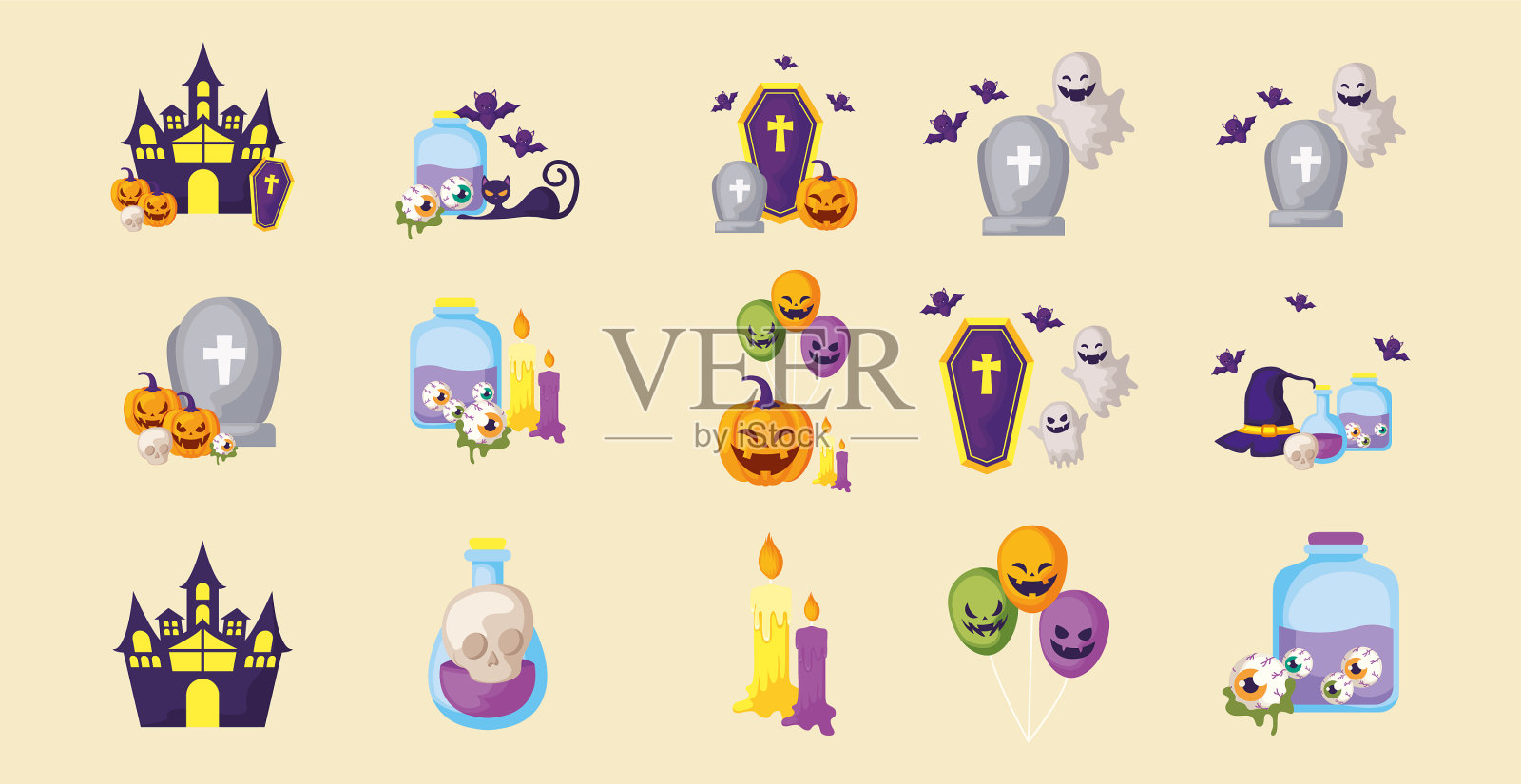 捆绑万圣节与设置图标图标素材