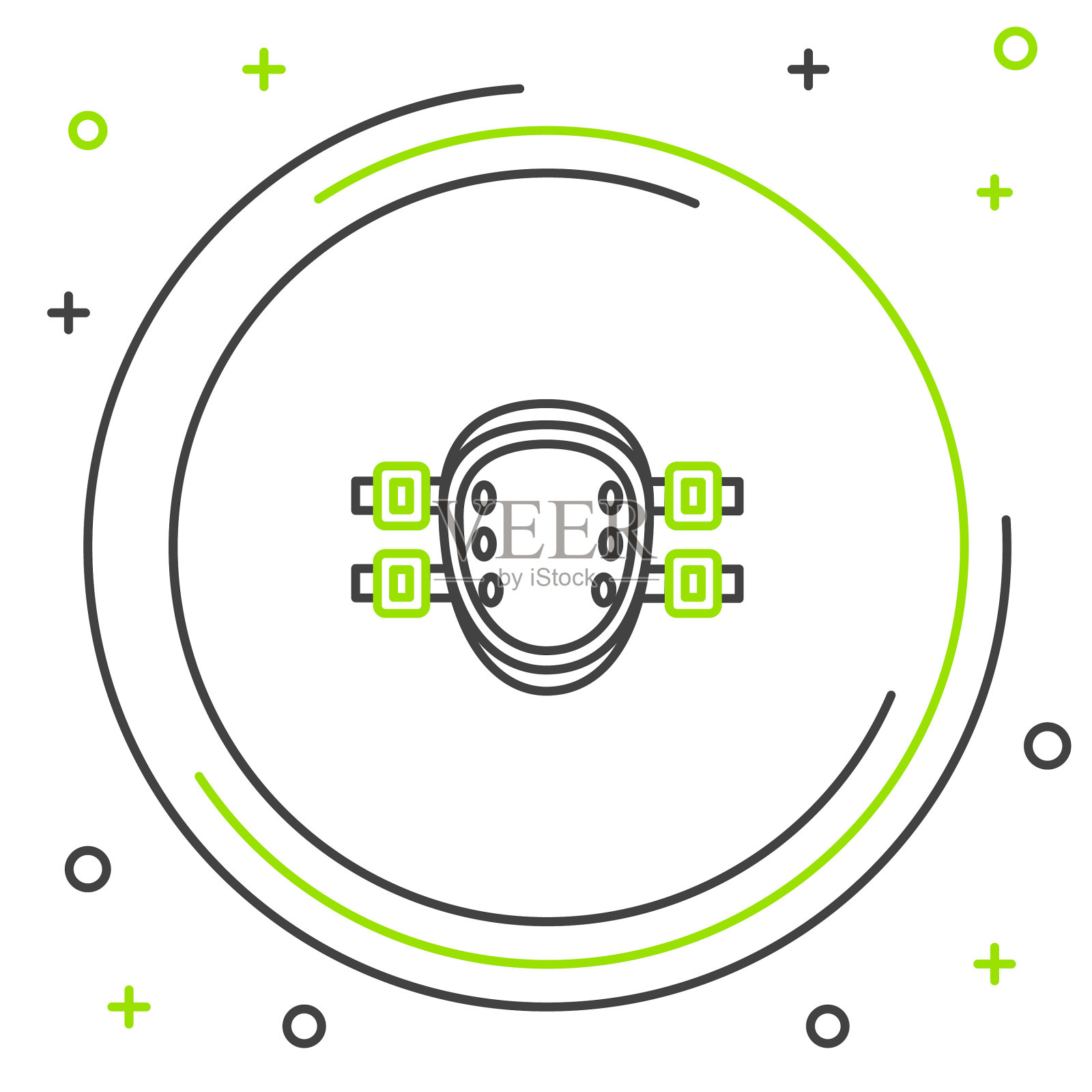 黑色和绿色线护膝图标隔离插画图片素材