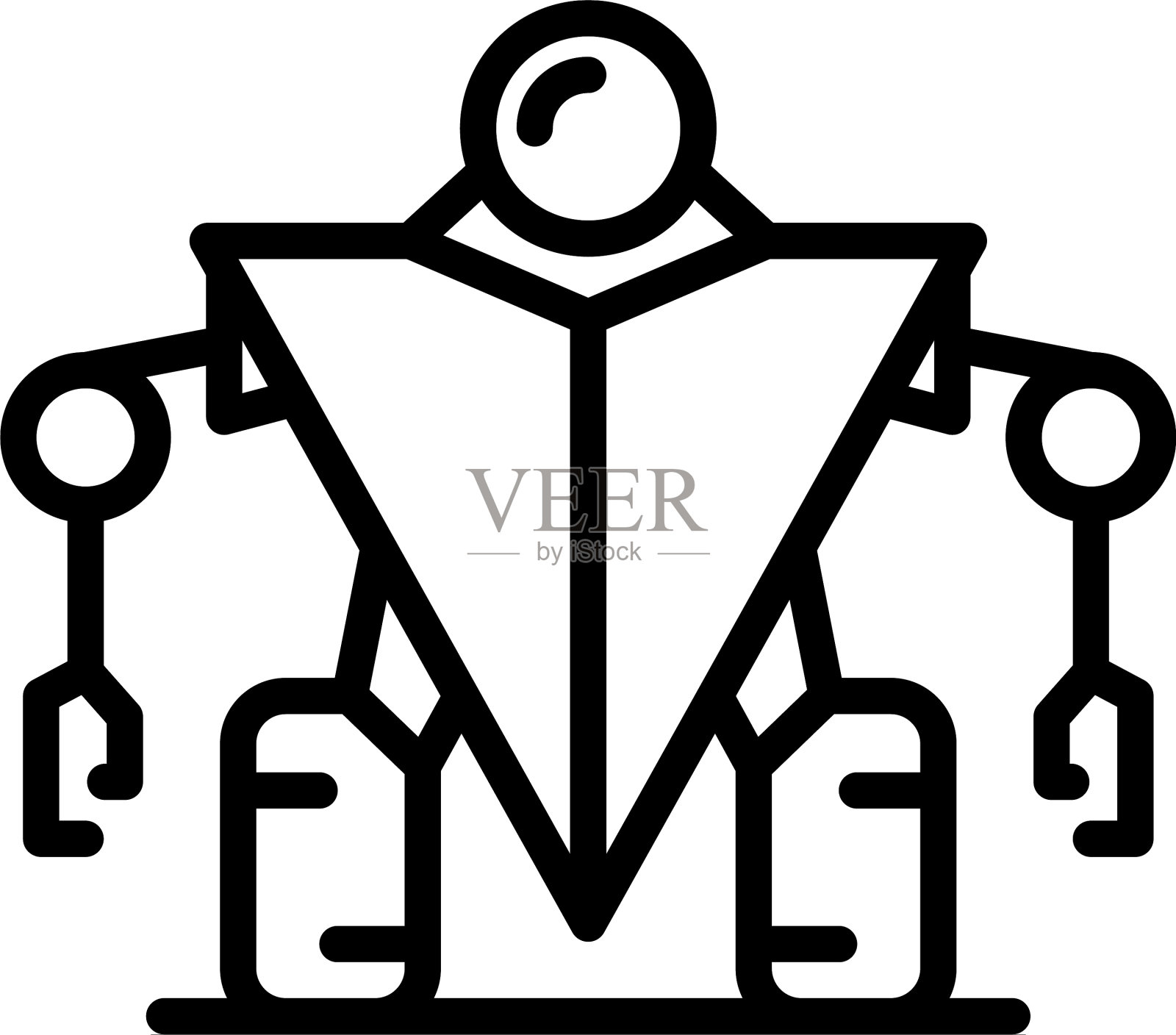 守卫机器人图标轮廓风格插画图片素材