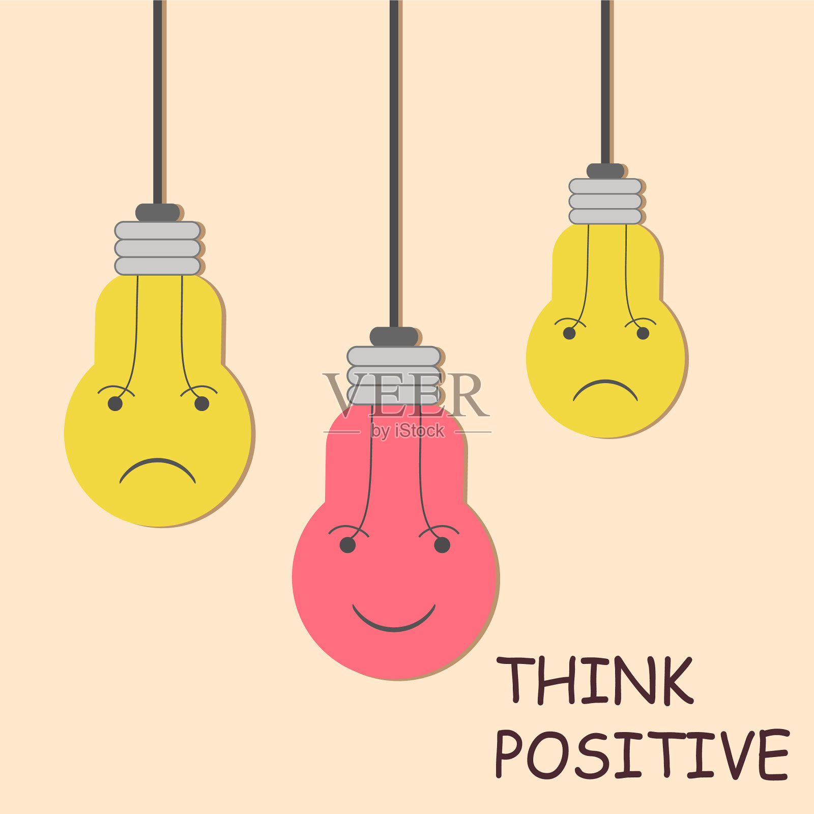 积极考虑彩色灯泡设计理念股插画图片素材