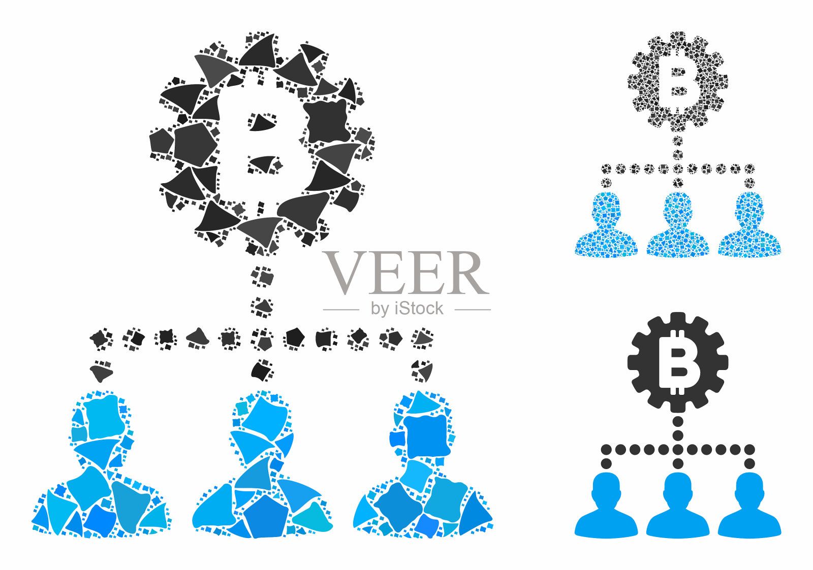 比特币服务人员马赛克图标破烂的物品插画图片素材