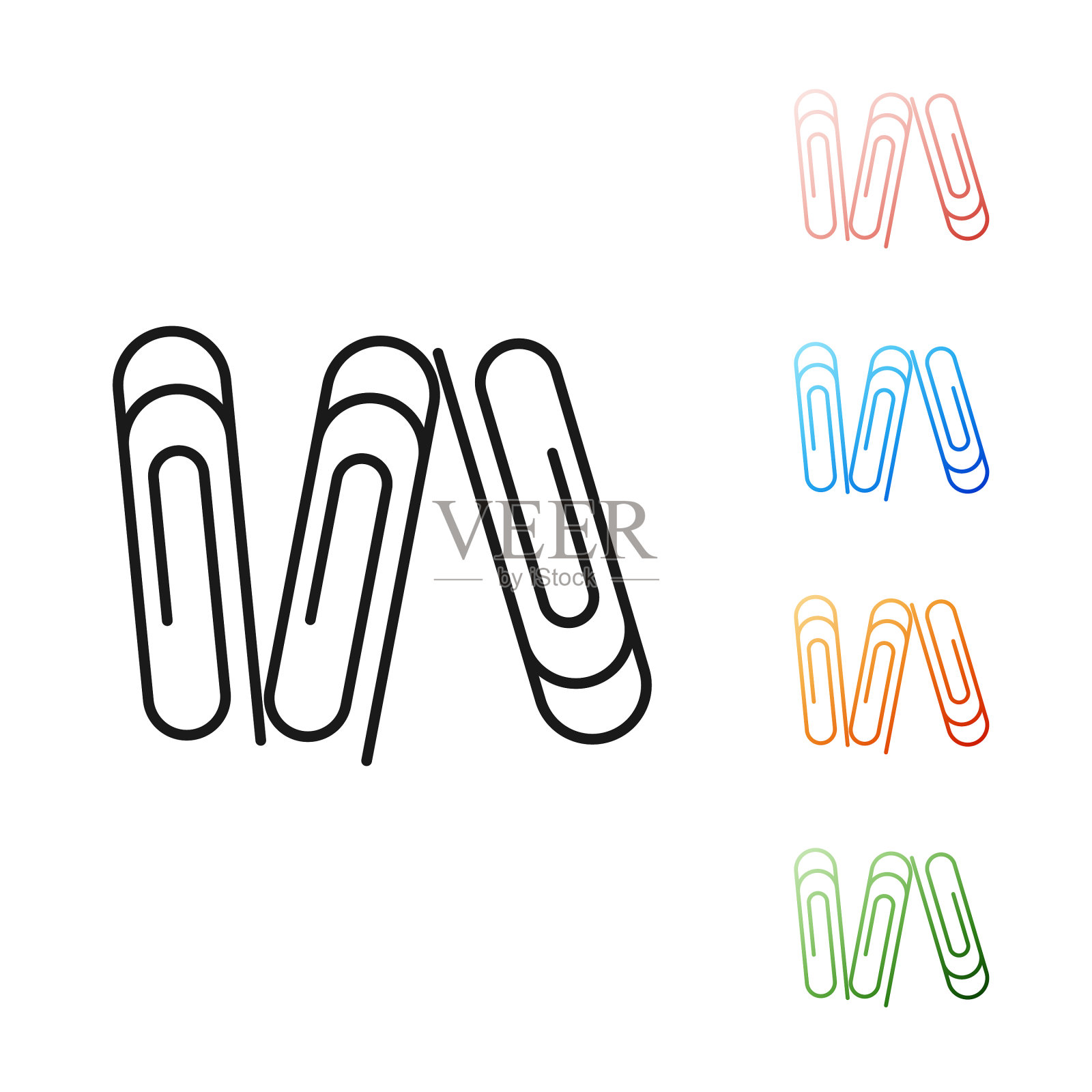 黑色回形针图标孤立在白色背景插画图片素材